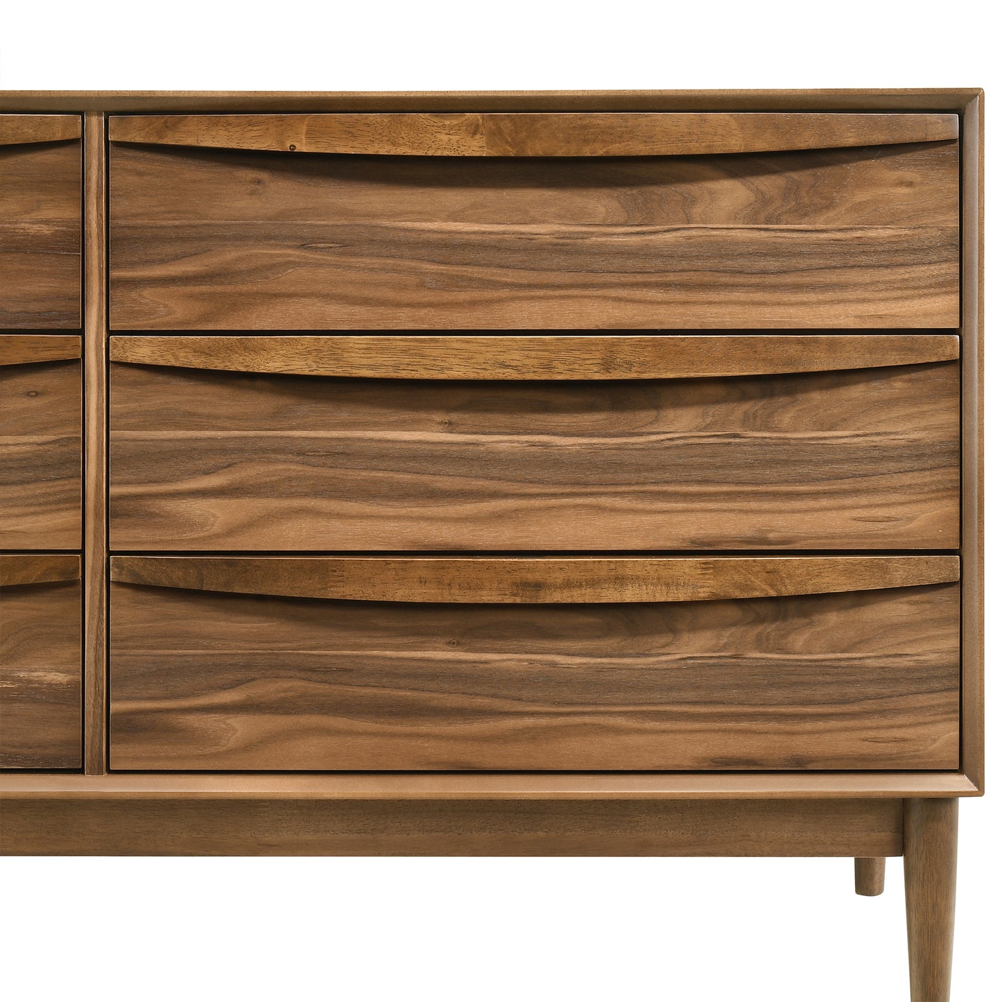 Artemio 6 Drawer Wood Dresser in Black and Walnut Finish