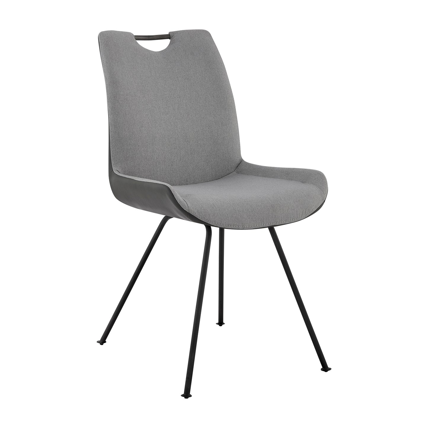 Coronado Contemporary Dining Chair in Gray Powder Coated Finish and Pewter Fabric - Set of 2