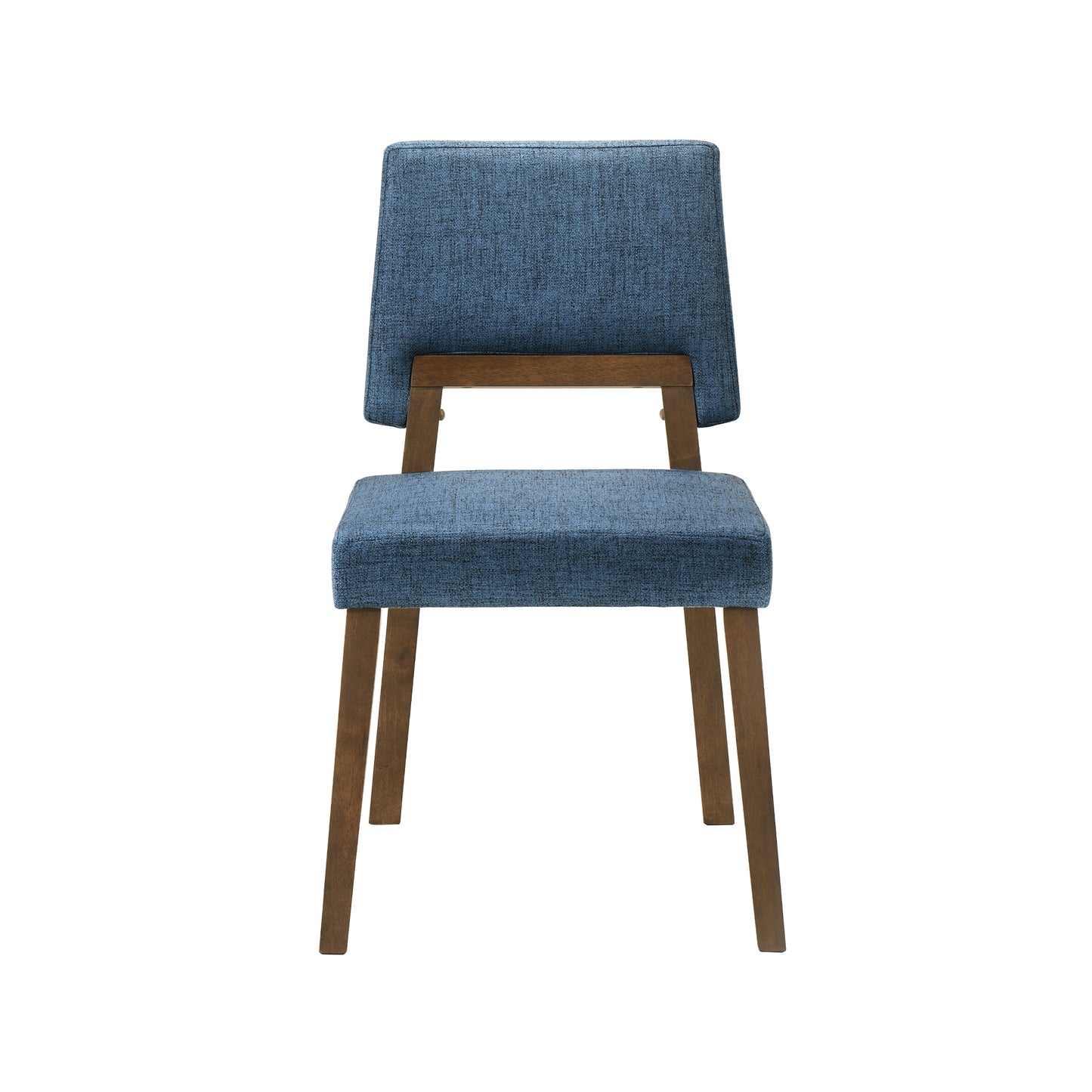 Channell Wood Dining Chair in Walnut Finish with Blue Fabric - Set of 2