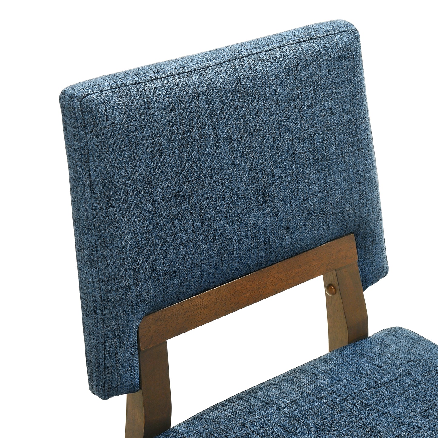 Channell Wood Dining Chair in Walnut Finish with Blue Fabric - Set of 2