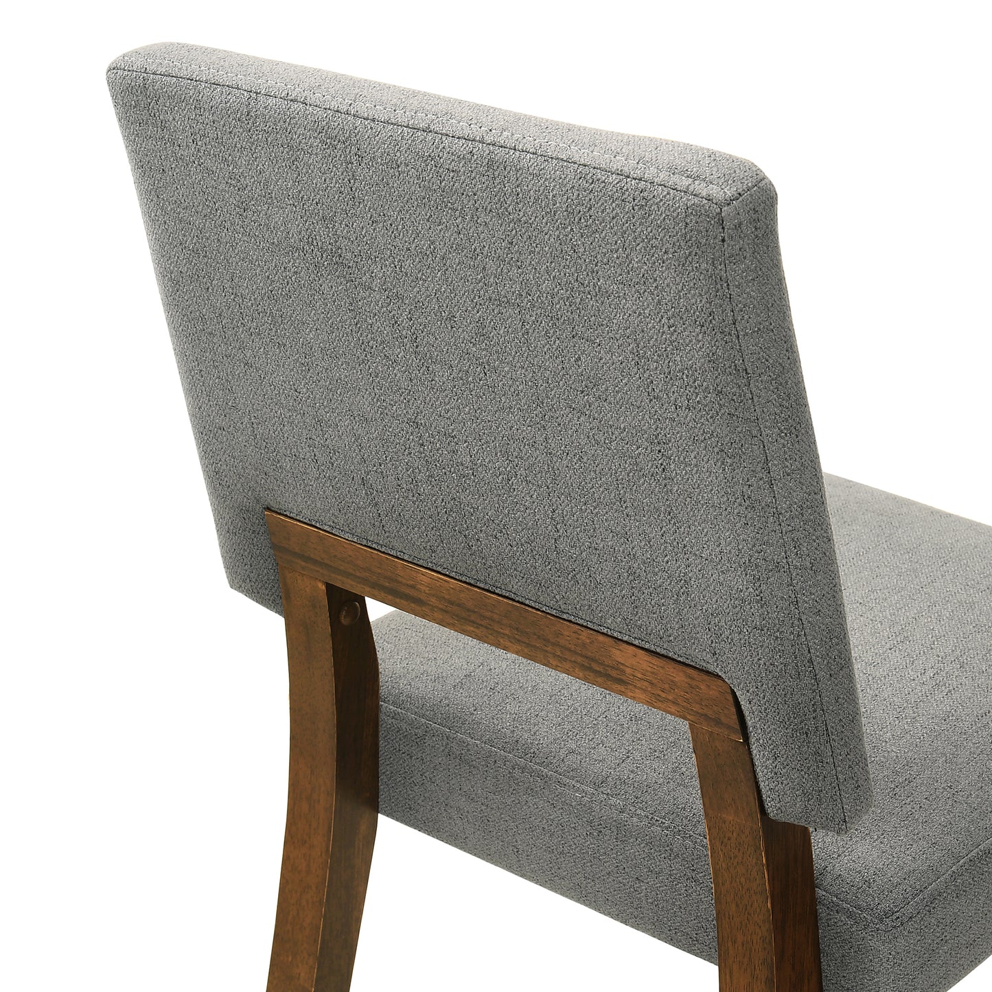 Channell Wood Dining Chair in Walnut Finish with Charcoal Fabric - Set of 2