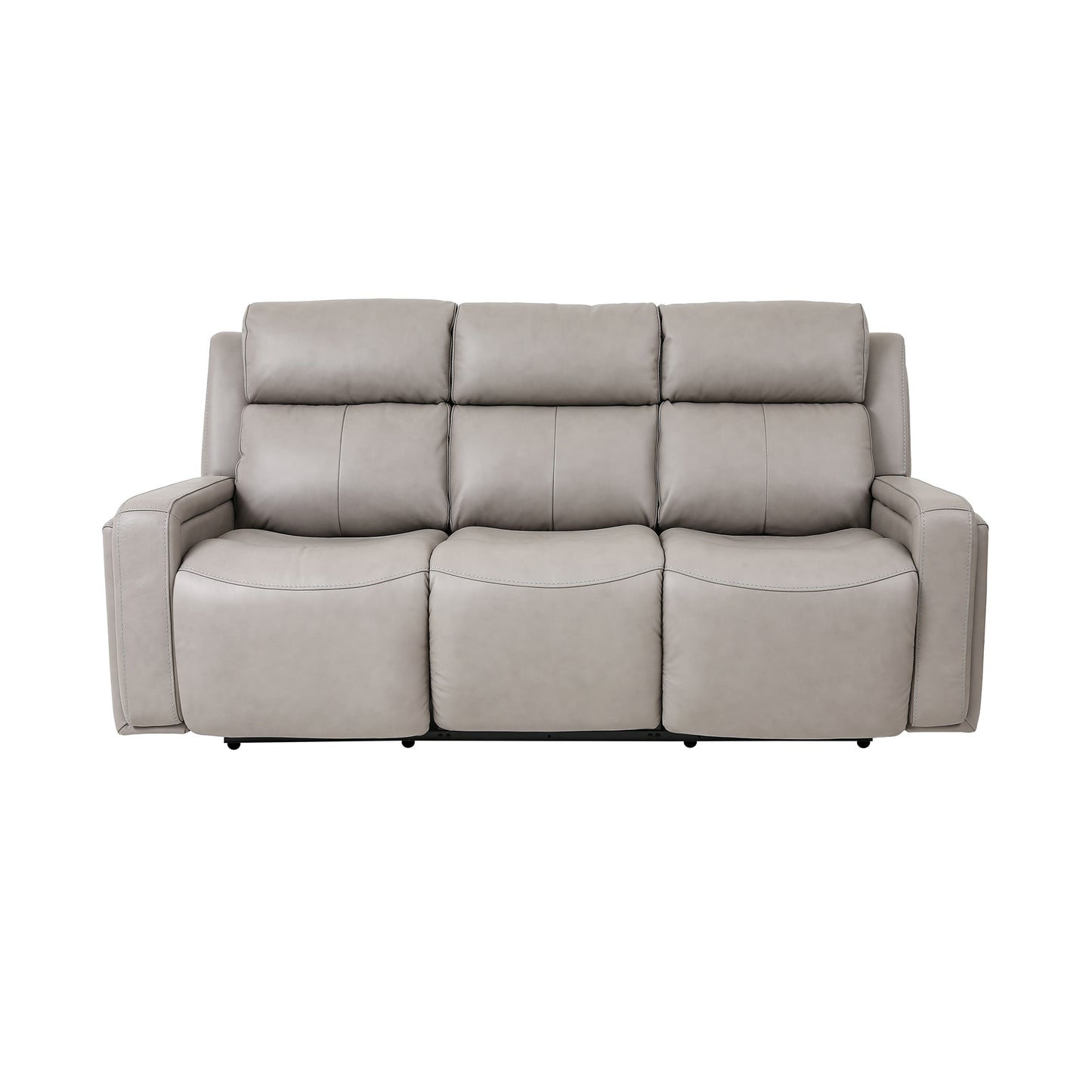 Claude Dual Power Headrest and Lumbar Support Reclining Sofa in Light Gray Genuine Leather