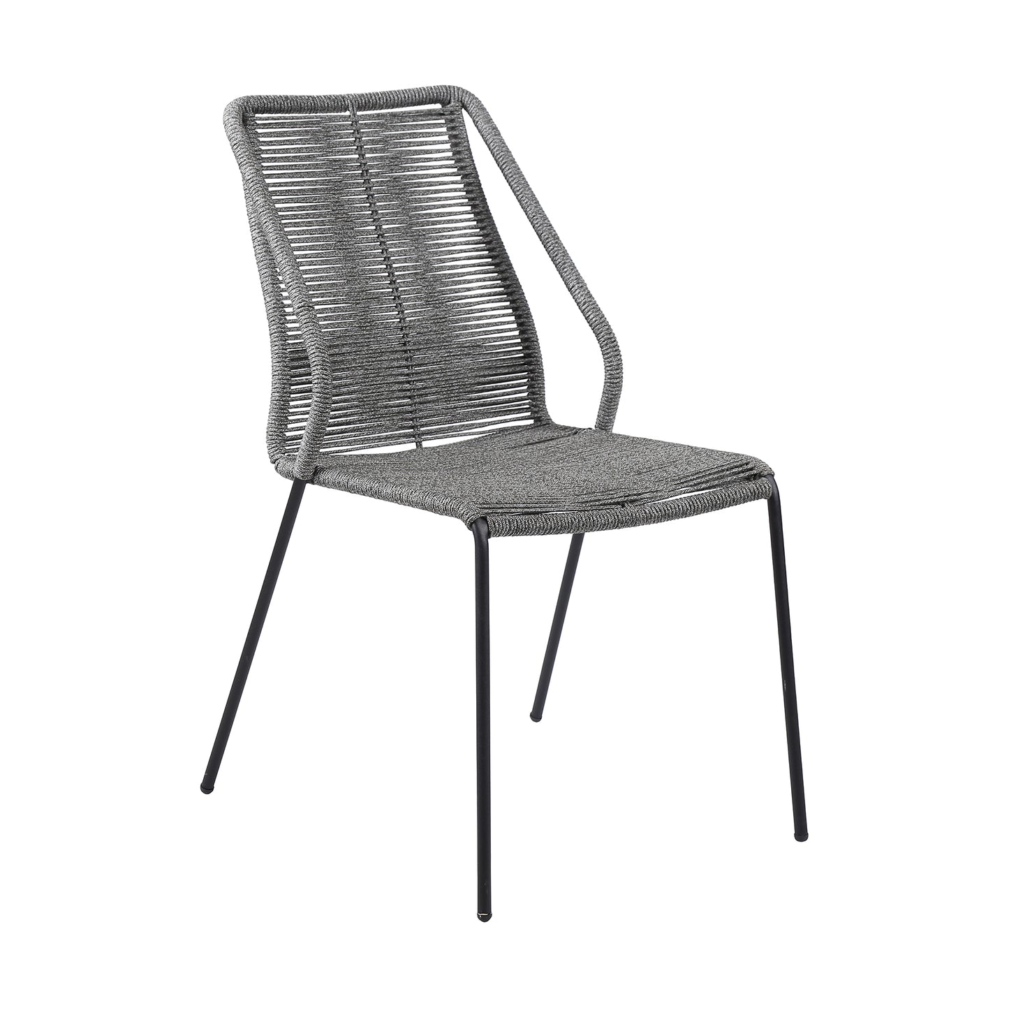 Clip Indoor Outdoor Stackable Steel Dining Chair with Gray Rope - Set of 2