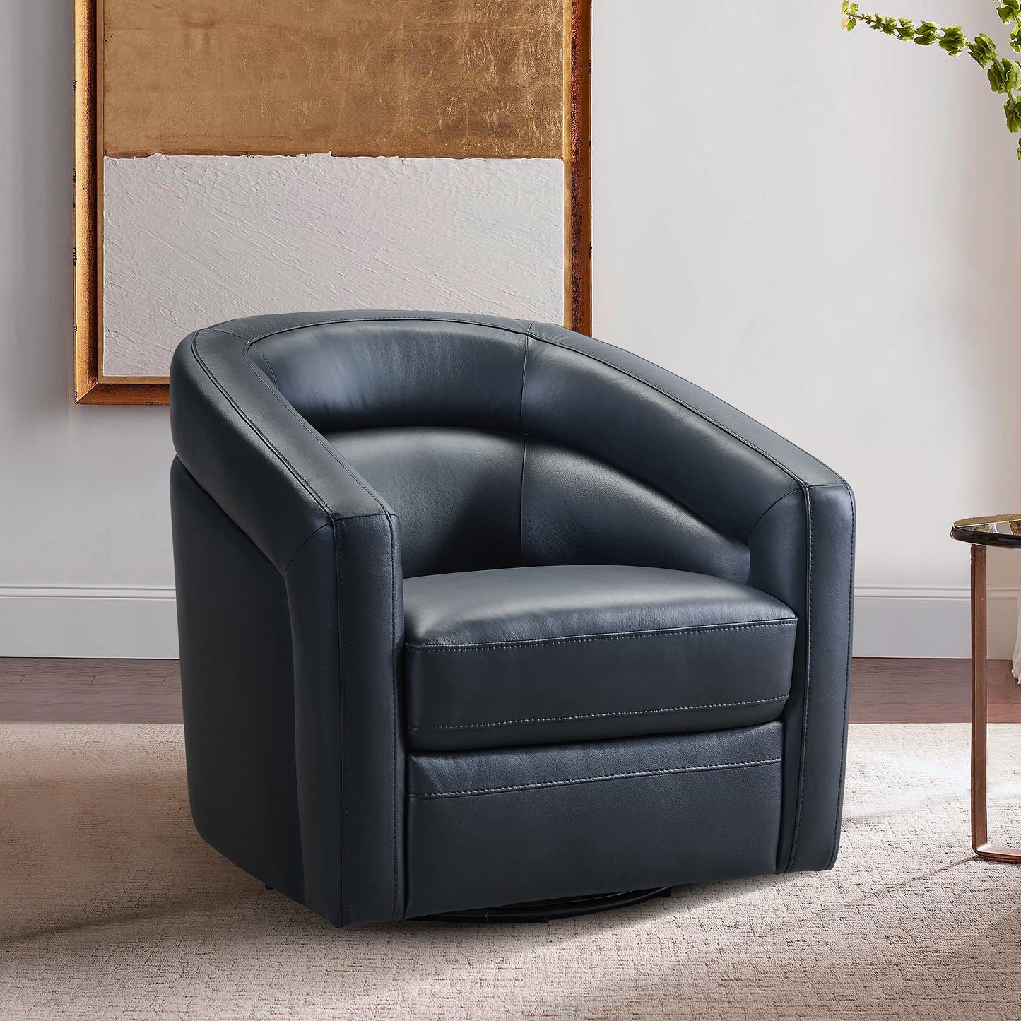 Desi Contemporary Leather Swivel Accent Chair