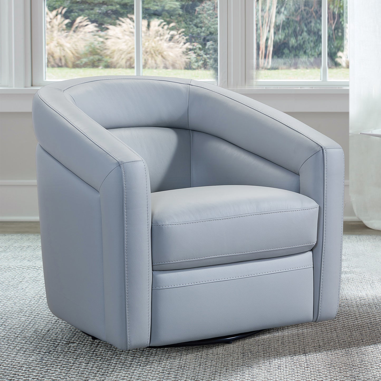 Desi Contemporary Leather Swivel Accent Chair