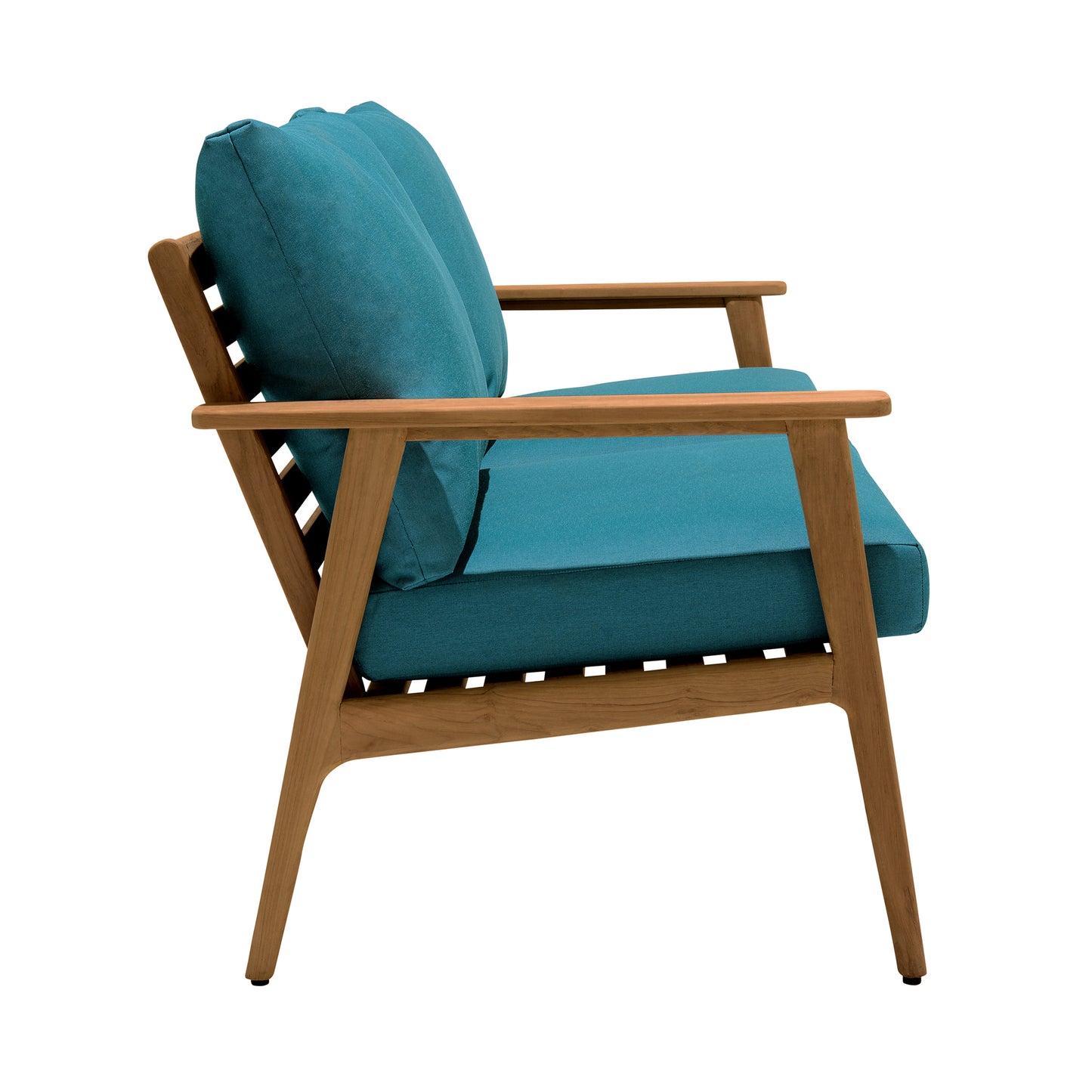 Eve Outdoor Teak Wood Sofa with Teal Olefin