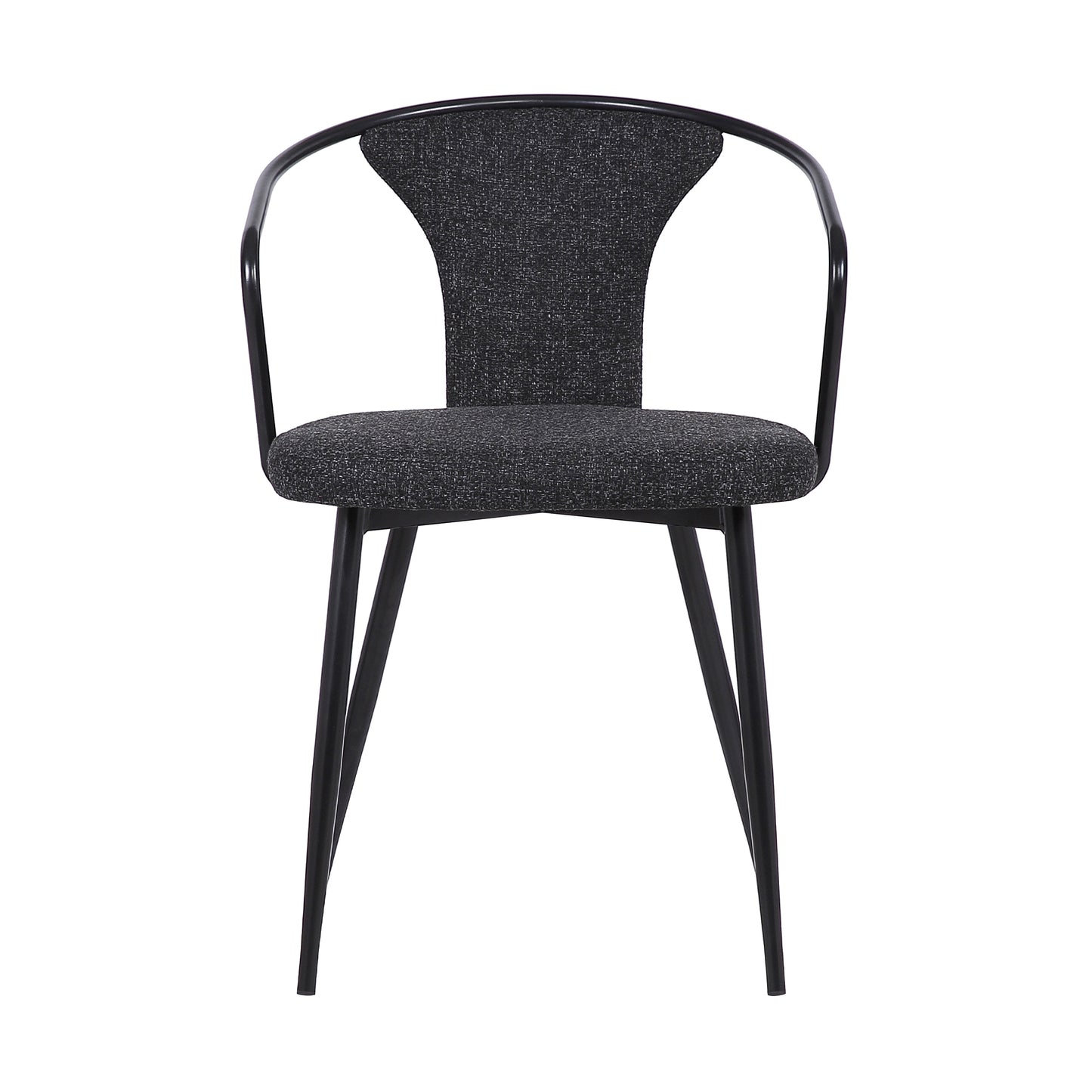 Francis Contemporary Dining Chair in Black Powder Coated Finish and Black Fabric