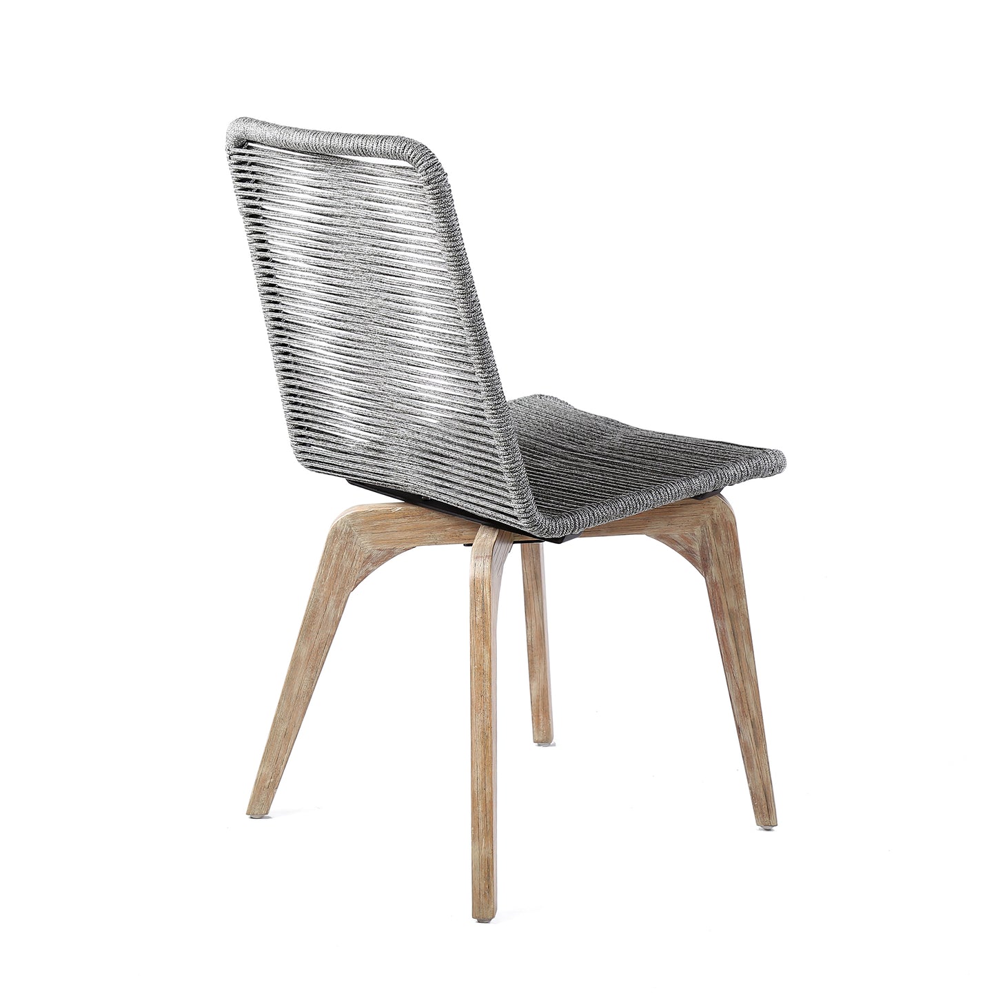 Island Outdoor Light Eucalyptus Wood and Gray Rope Dining Chairs - Set of 2