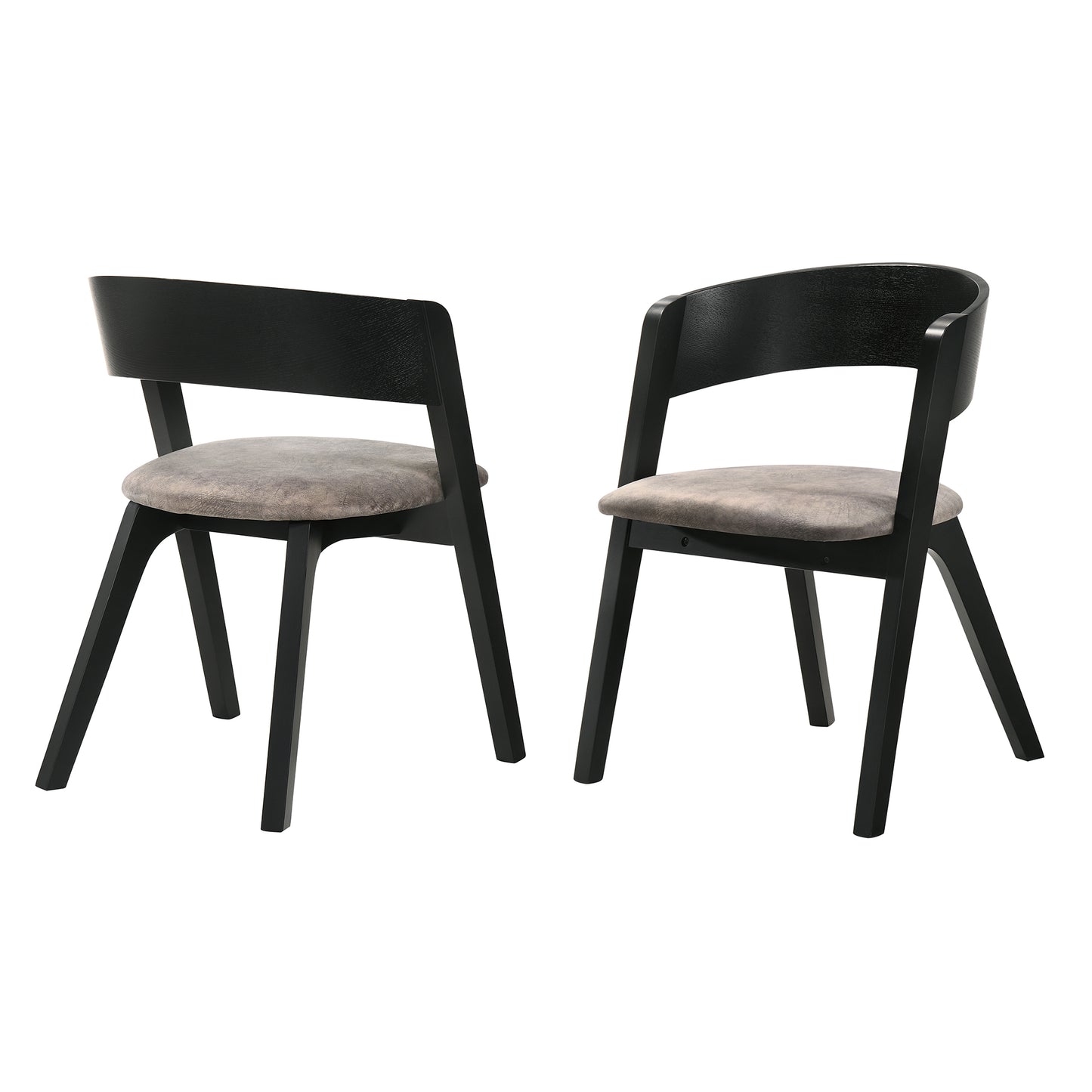 Jackie Mid-Century Upholstered Dining Chairs in Black finish - Set of 2