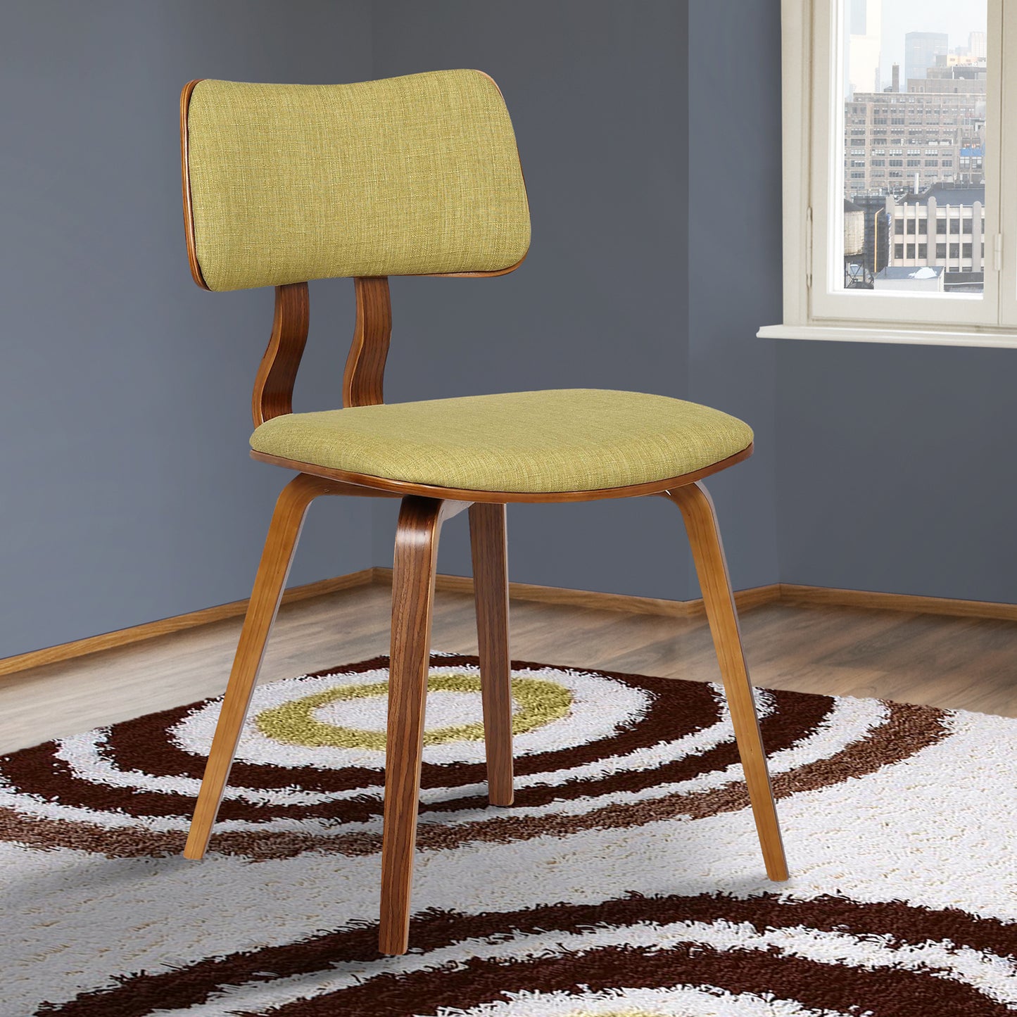 Jaguar Mid-Century Dining Chair in Walnut Wood and Fabric