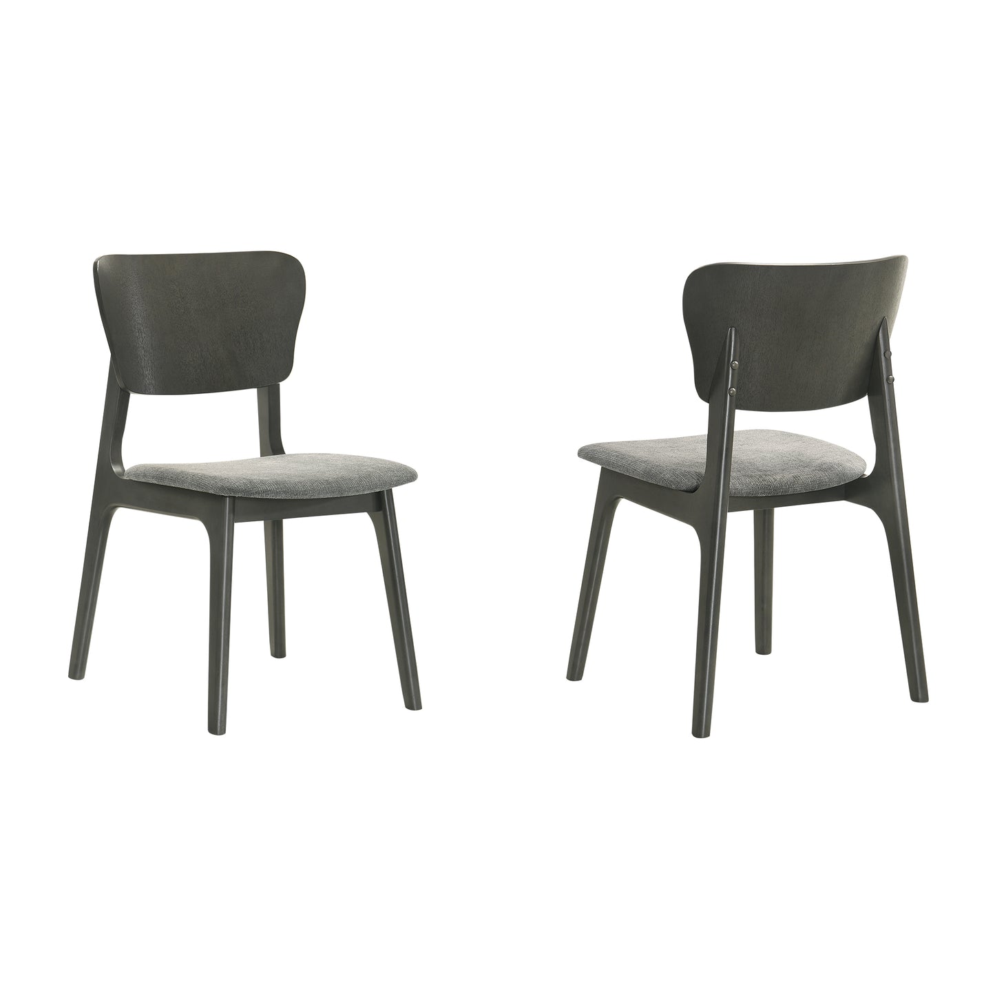 Kalia Wood Dining Chair in Gray Finish with Gray Fabric - Set of 2