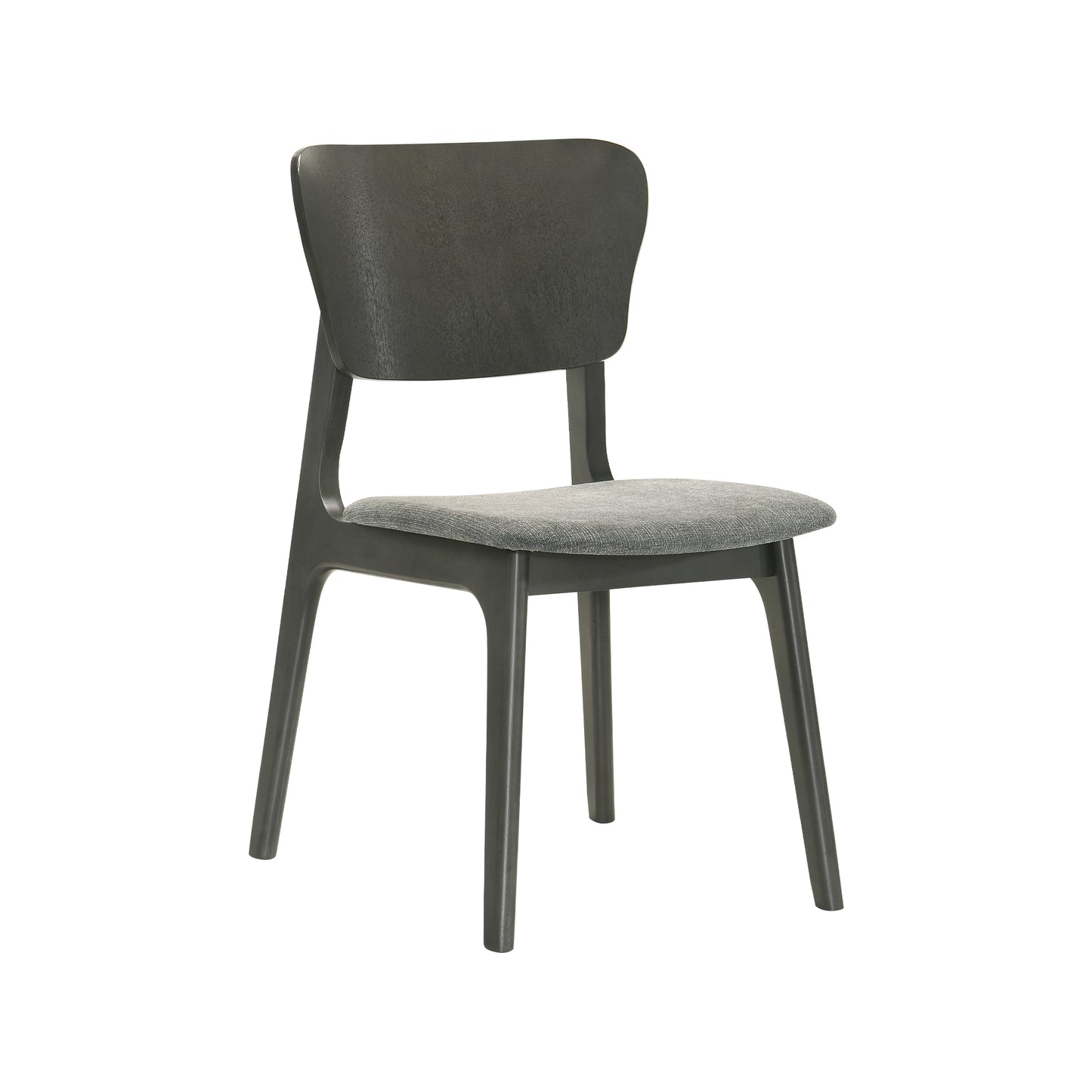 Kalia Wood Dining Chair in Gray Finish with Gray Fabric - Set of 2