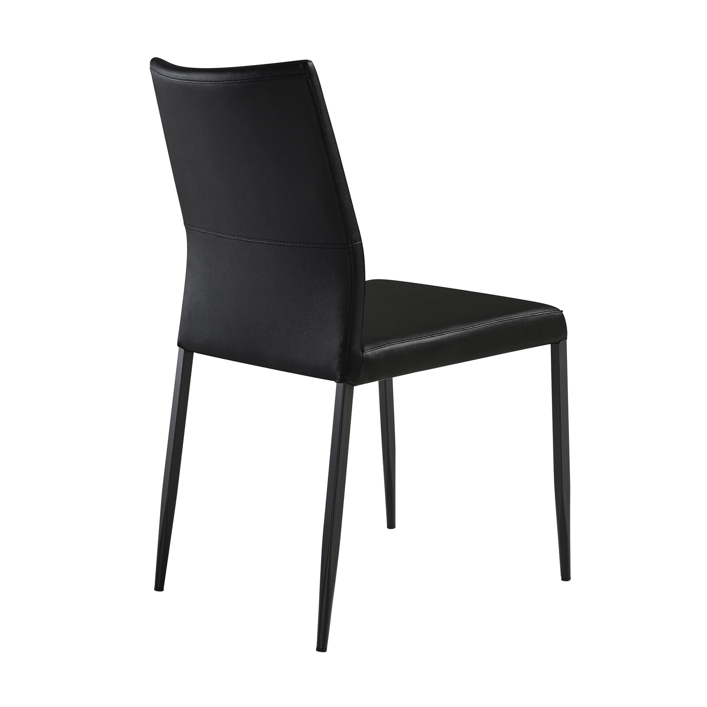 Kash Upholstered Dining Chair in Black Faux Leather with Black Metal Legs - Set of 2