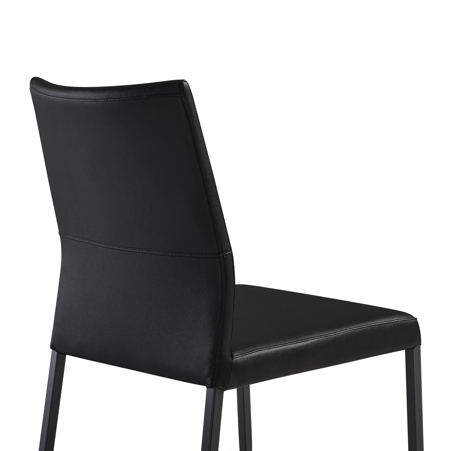 Kash Upholstered Dining Chair in Black Faux Leather with Black Metal Legs - Set of 2