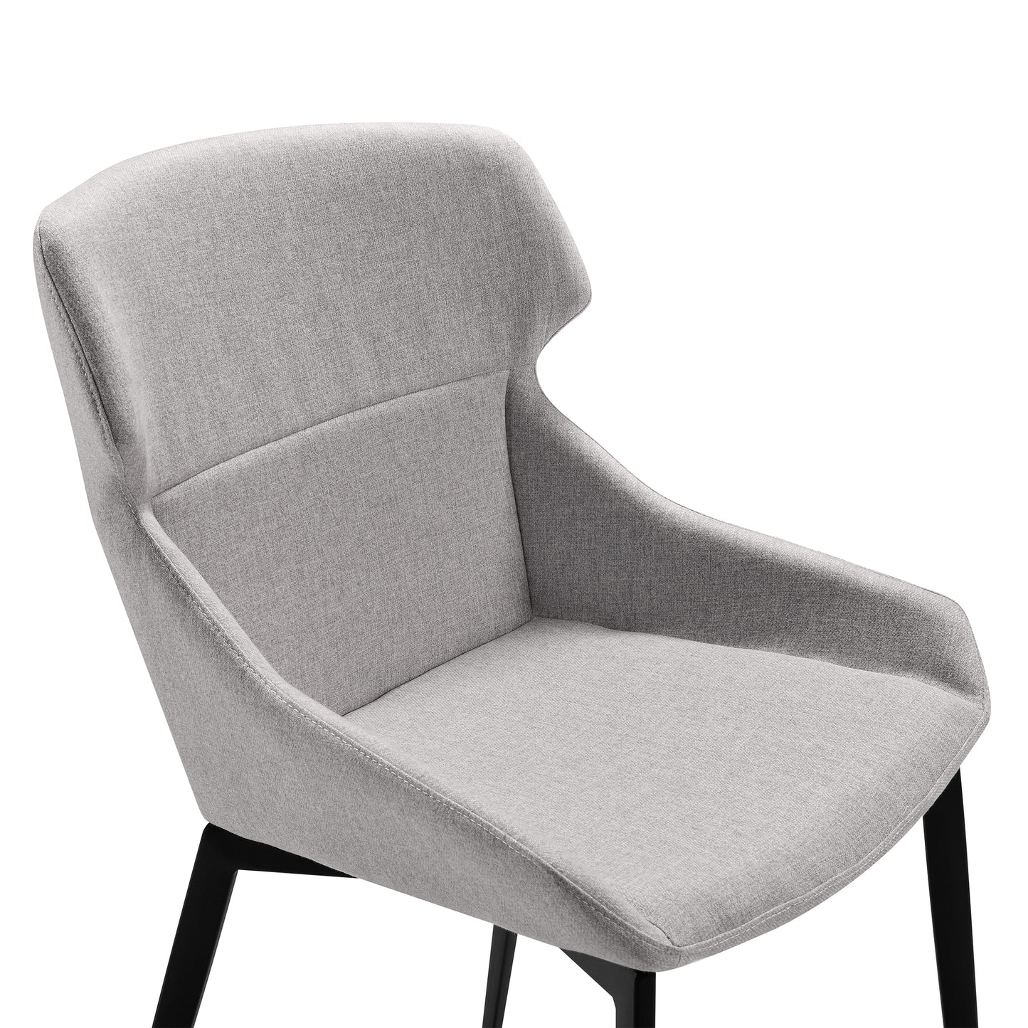 Kenna Modern Dining Chair in Matte Black Finish and Gray Fabric - Set of 2