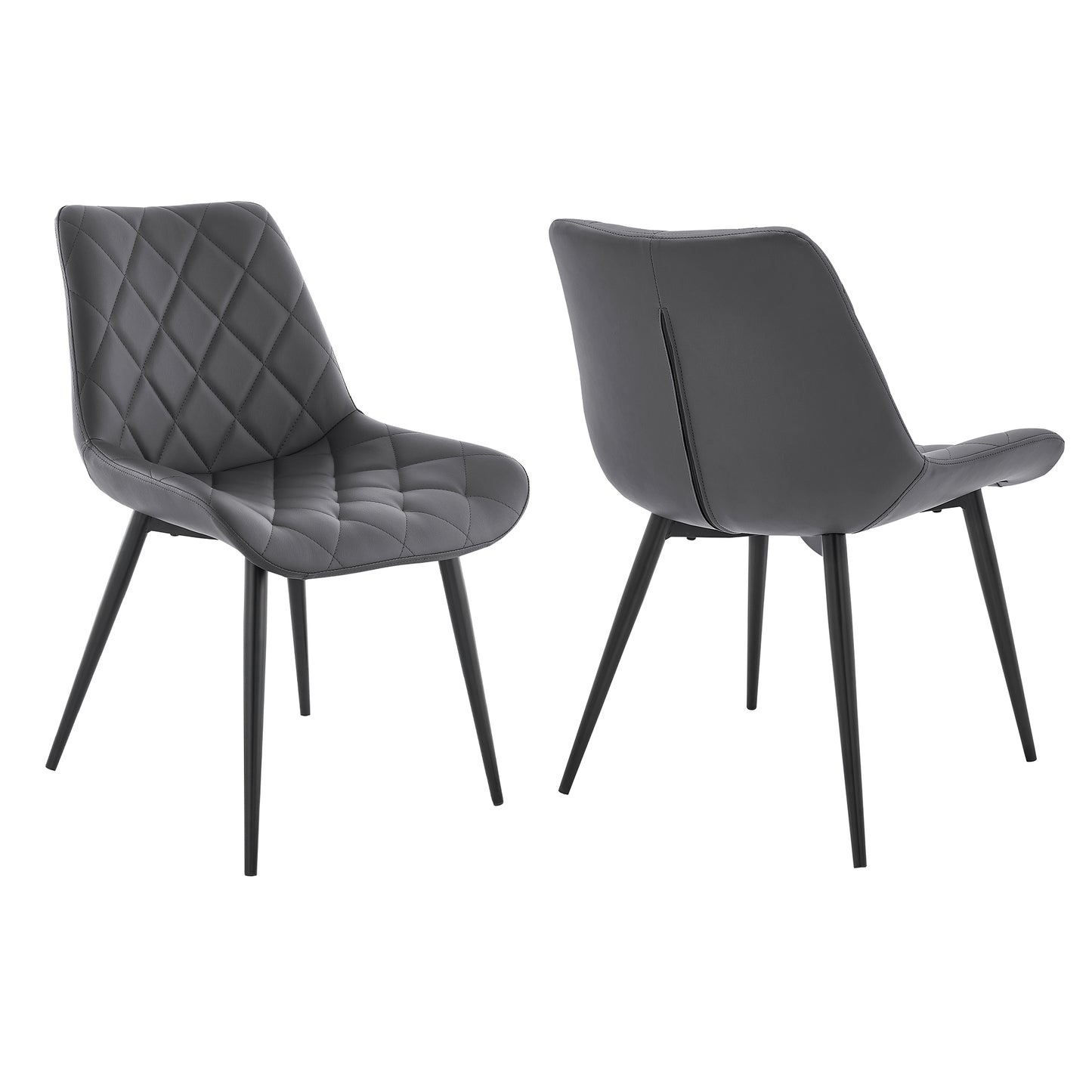 Loralie Gray Faux Leather and Black Metal Dining Chairs - Set of 2