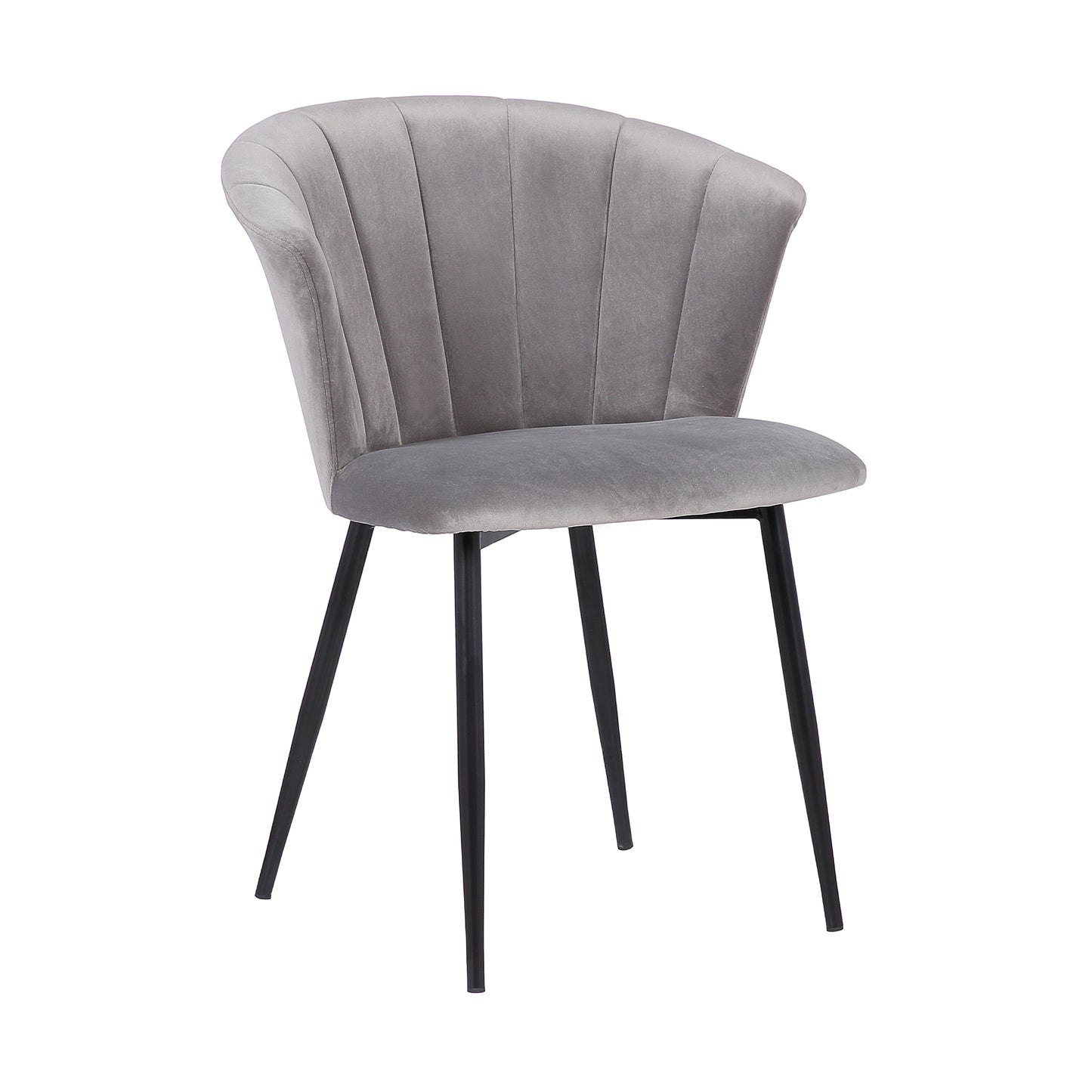 Lulu Contemporary Dining Chair in Black Powder Coated Finish and Gray Velvet