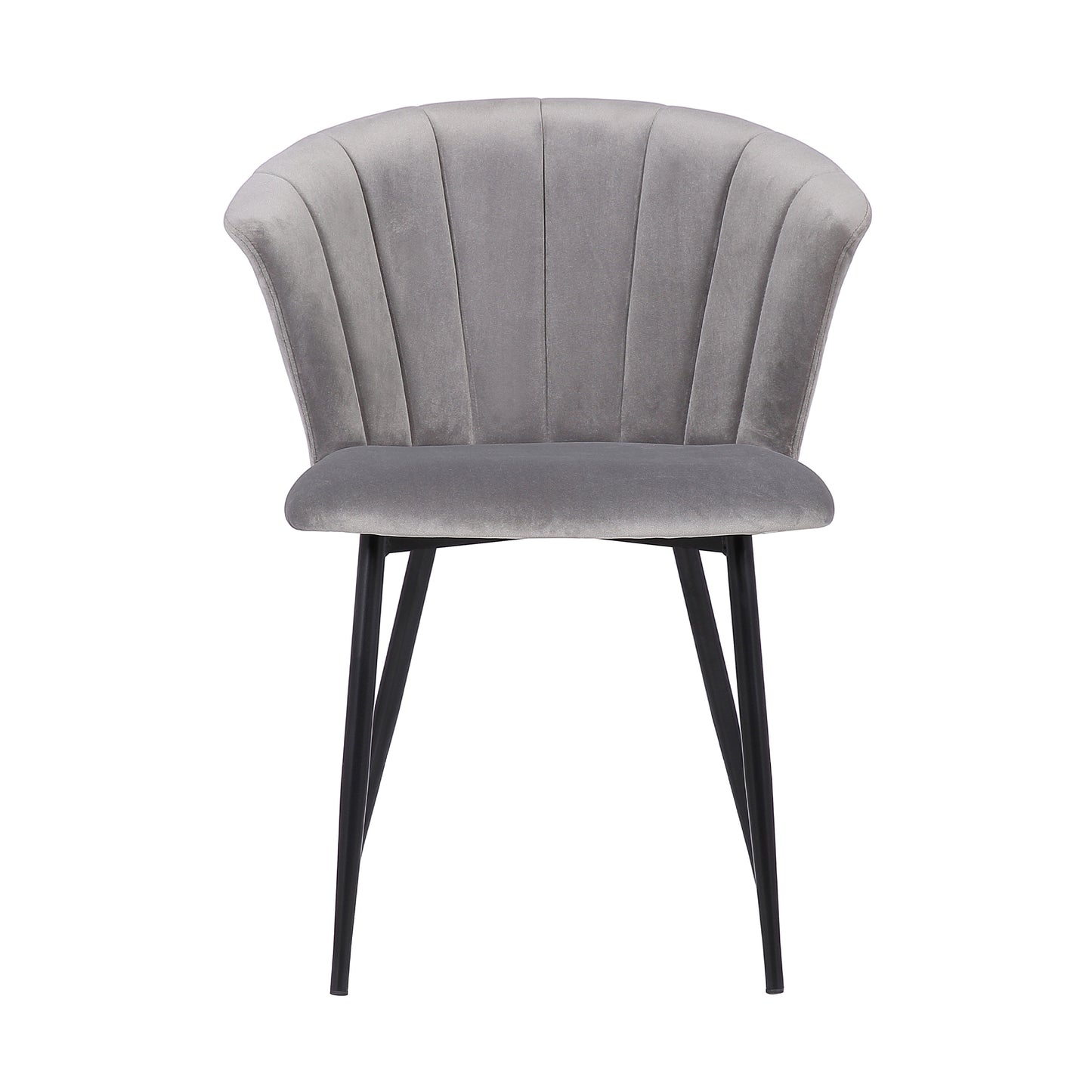 Lulu Contemporary Dining Chair in Black Powder Coated Finish and Gray Velvet