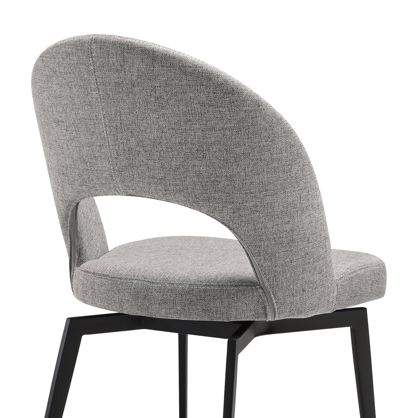 Lucia Swivel Upholstered Dining Chair in Gray Fabric with Black Metal Legs - Set of 2