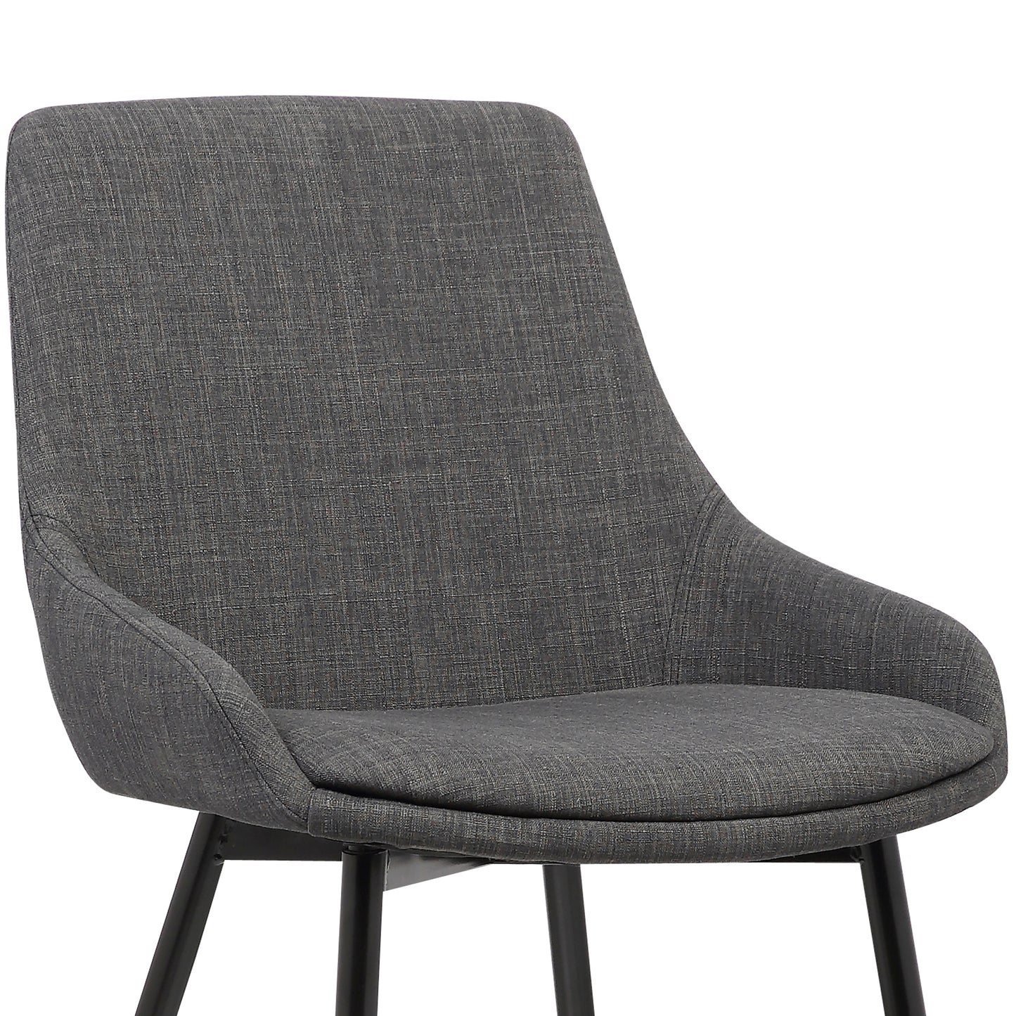 Mia Contemporary Dining Chair in Charcoal Fabric with Black Powder Coated Metal Legs