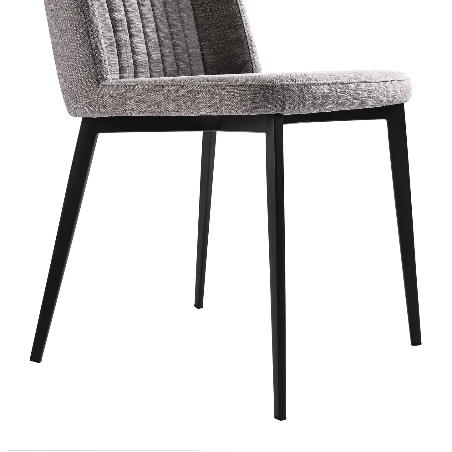 Maine Contemporary Dining Chair in Matte Black Finish and Gray Fabric - Set of 2