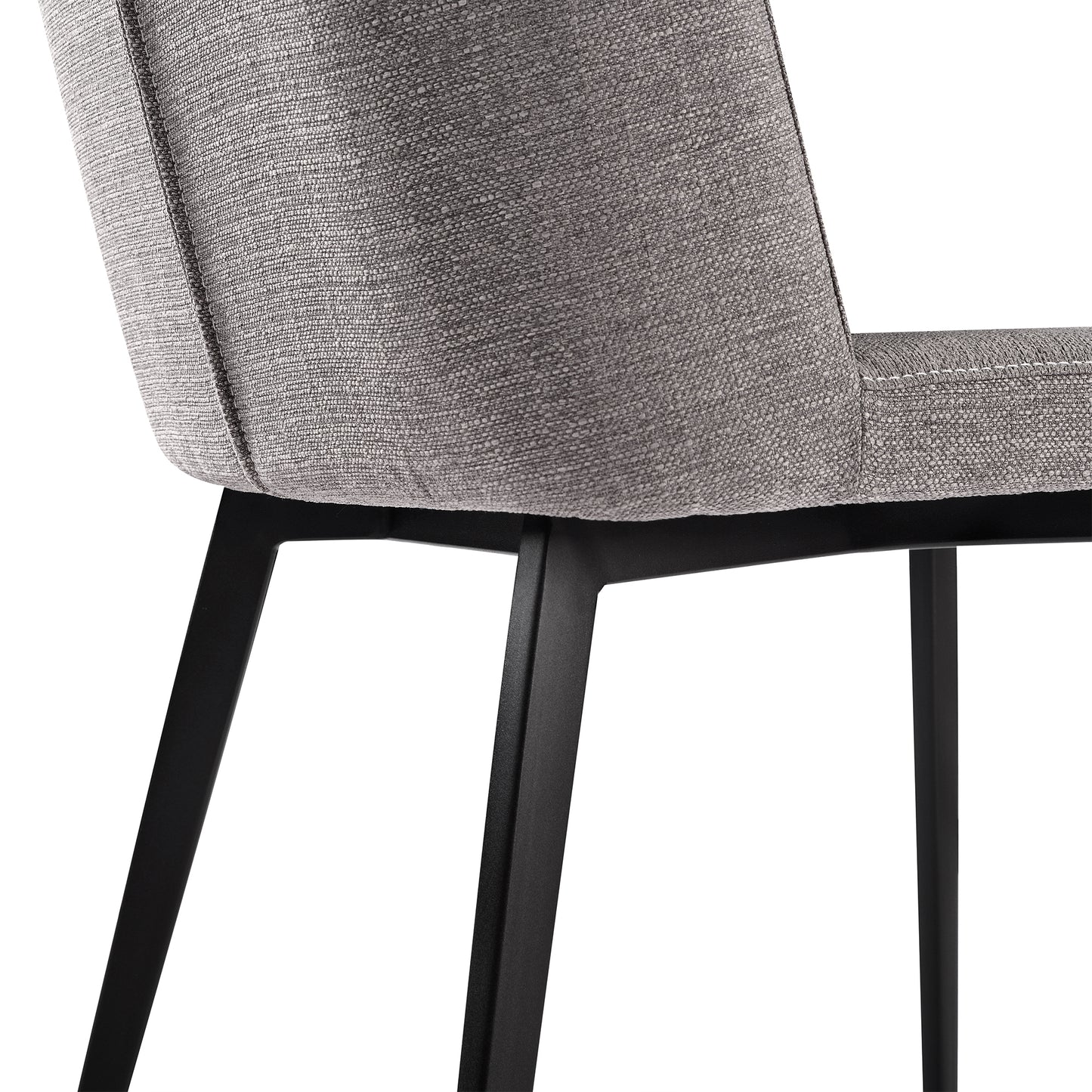 Maine Contemporary Dining Chair in Matte Black Finish and Gray Fabric - Set of 2