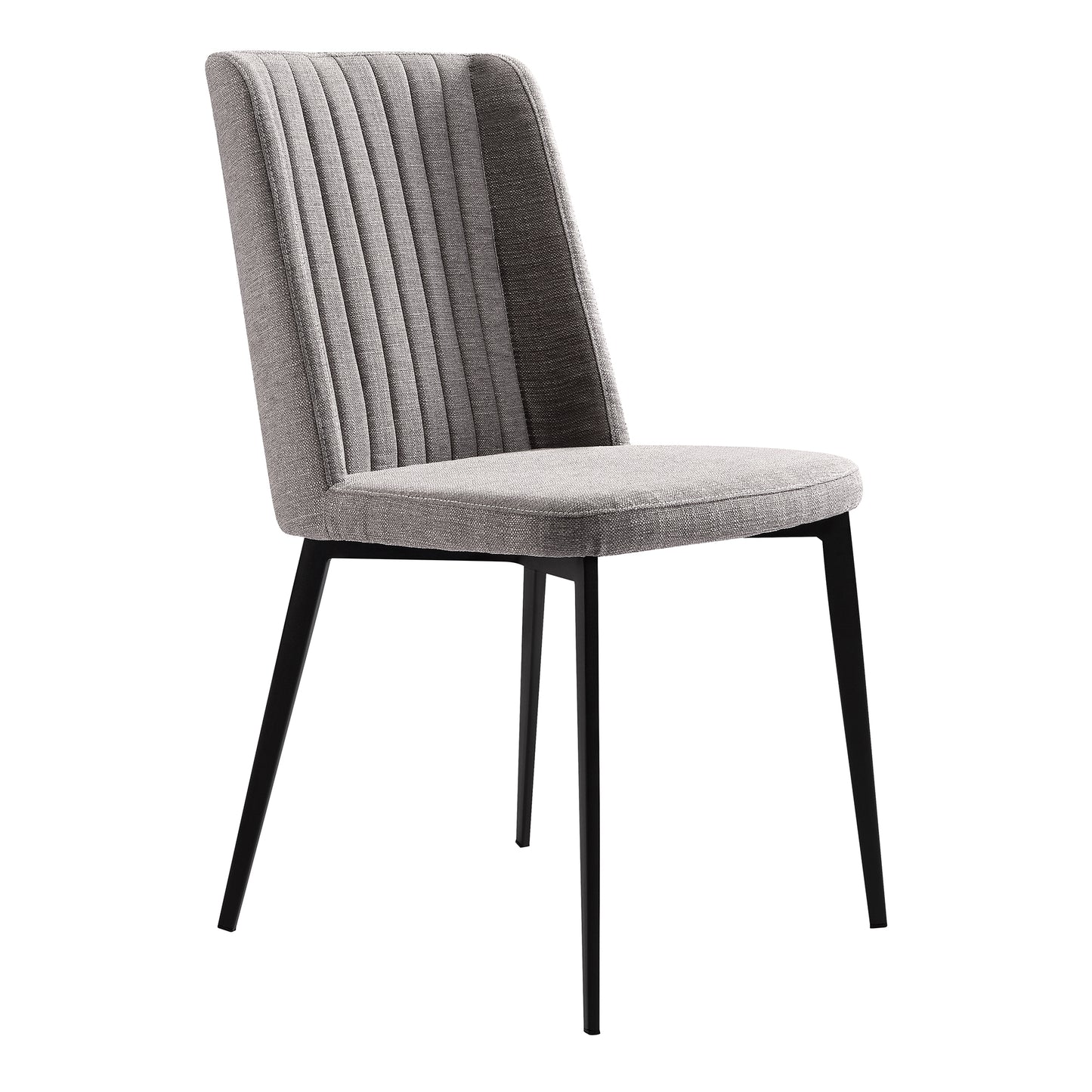 Maine Contemporary Dining Chair in Matte Black Finish and Gray Fabric - Set of 2