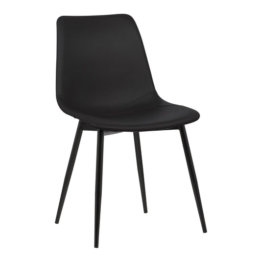 Monte Contemporary Dining Chair in Black Faux Leather with Black Metal Legs