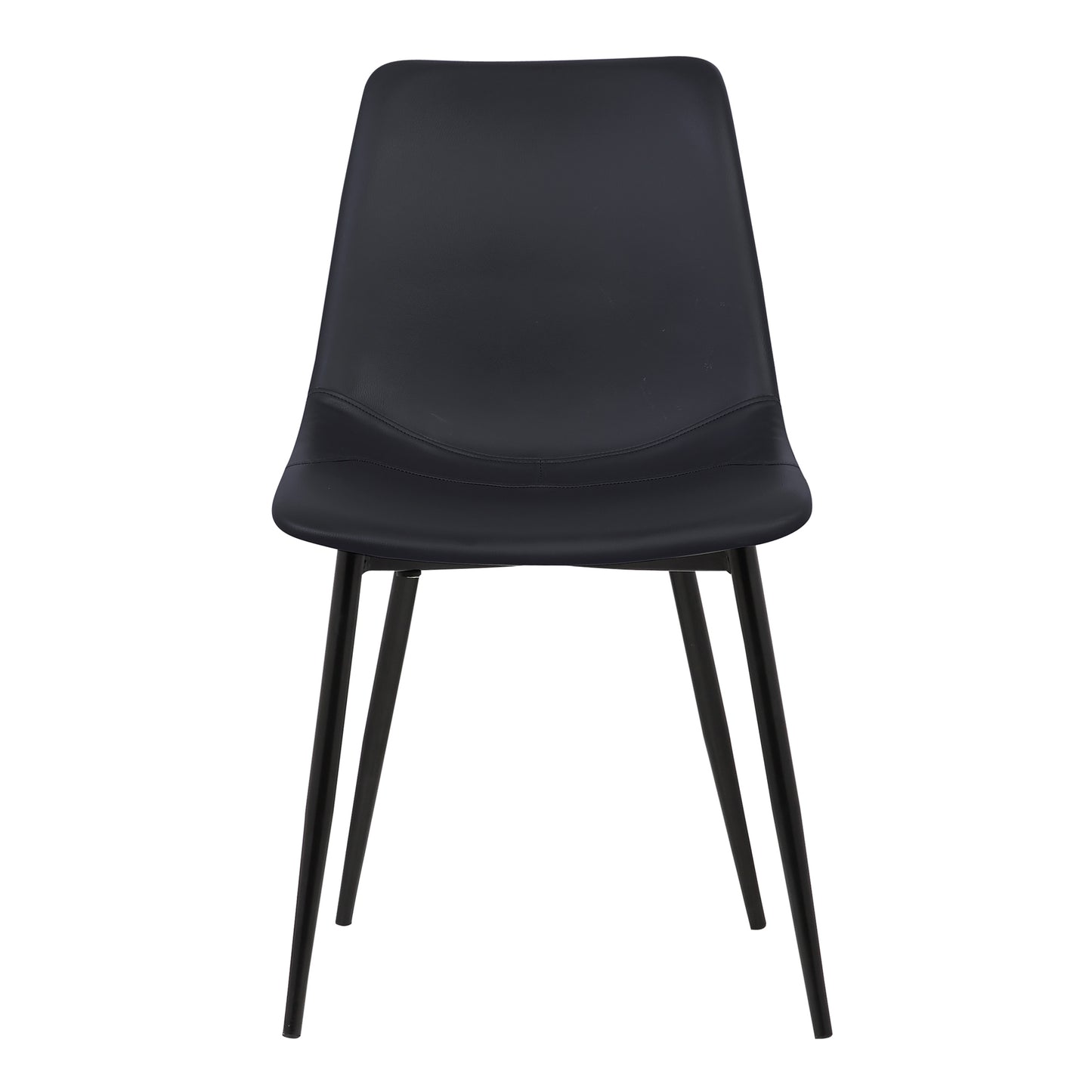 Monte Contemporary Dining Chair in Black Faux Leather with Black Metal Legs