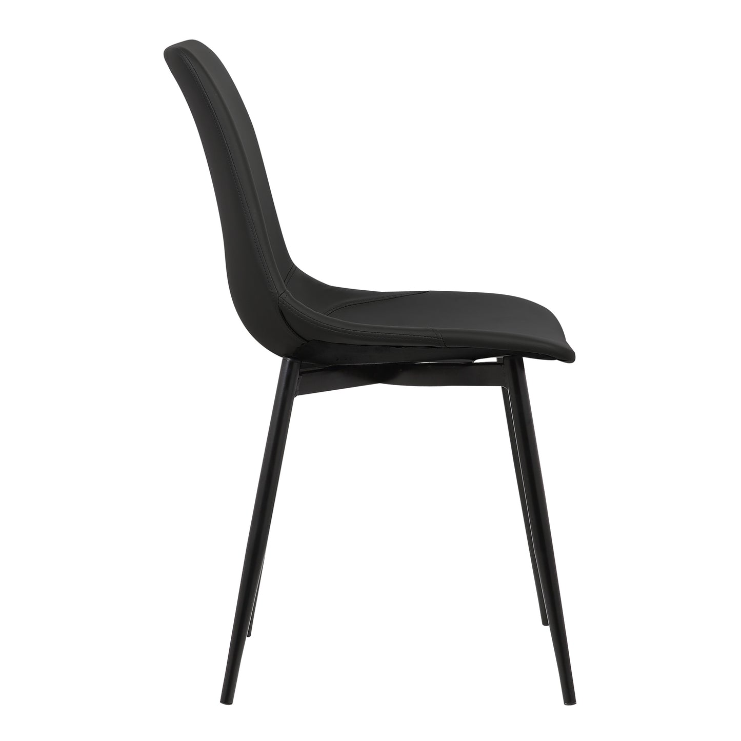 Monte Contemporary Dining Chair in Black Faux Leather with Black Metal Legs