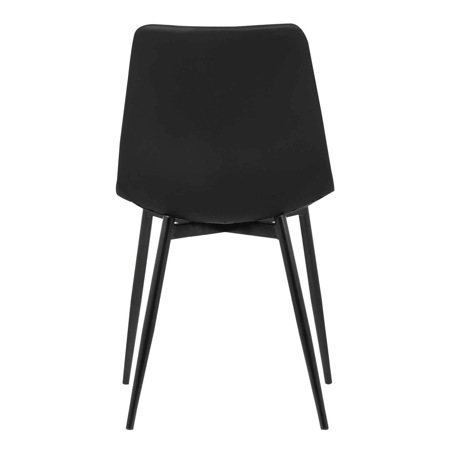 Monte Contemporary Dining Chair in Black Faux Leather with Black Metal Legs