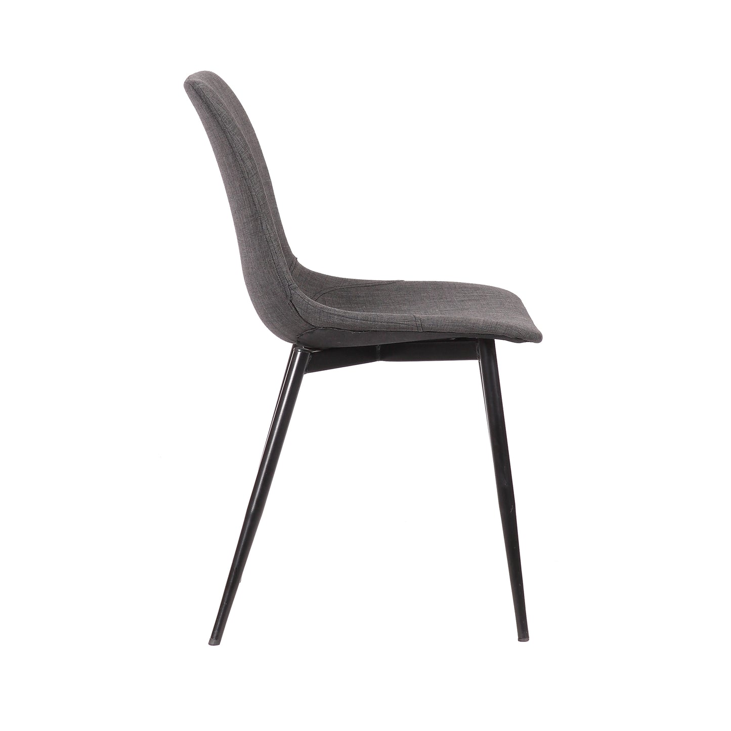 Monte Contemporary Dining Chair in Charcoal Fabric with Black Metal Legs