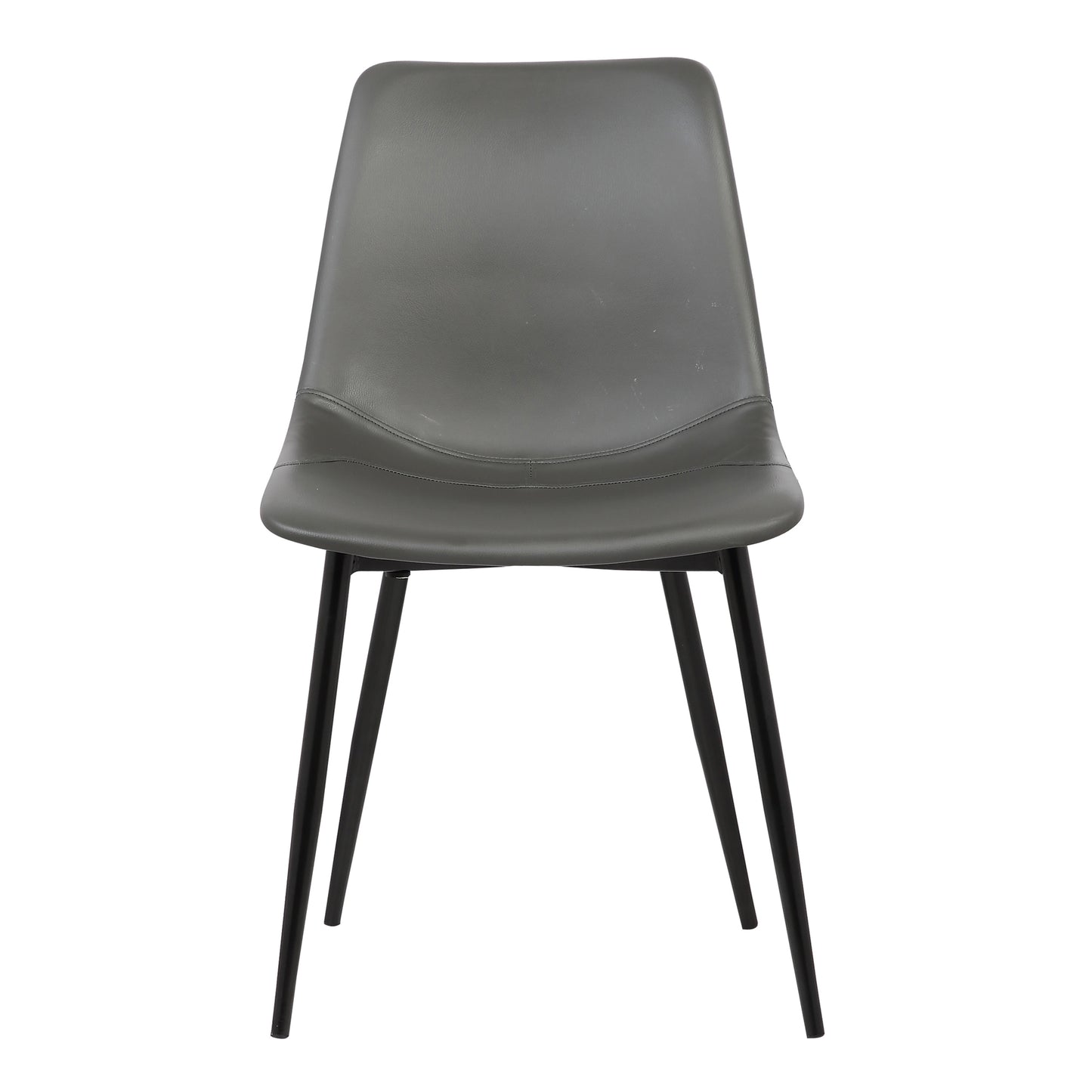 Monte Contemporary Dining Chair in Gray Faux Leather with Black Metal Legs