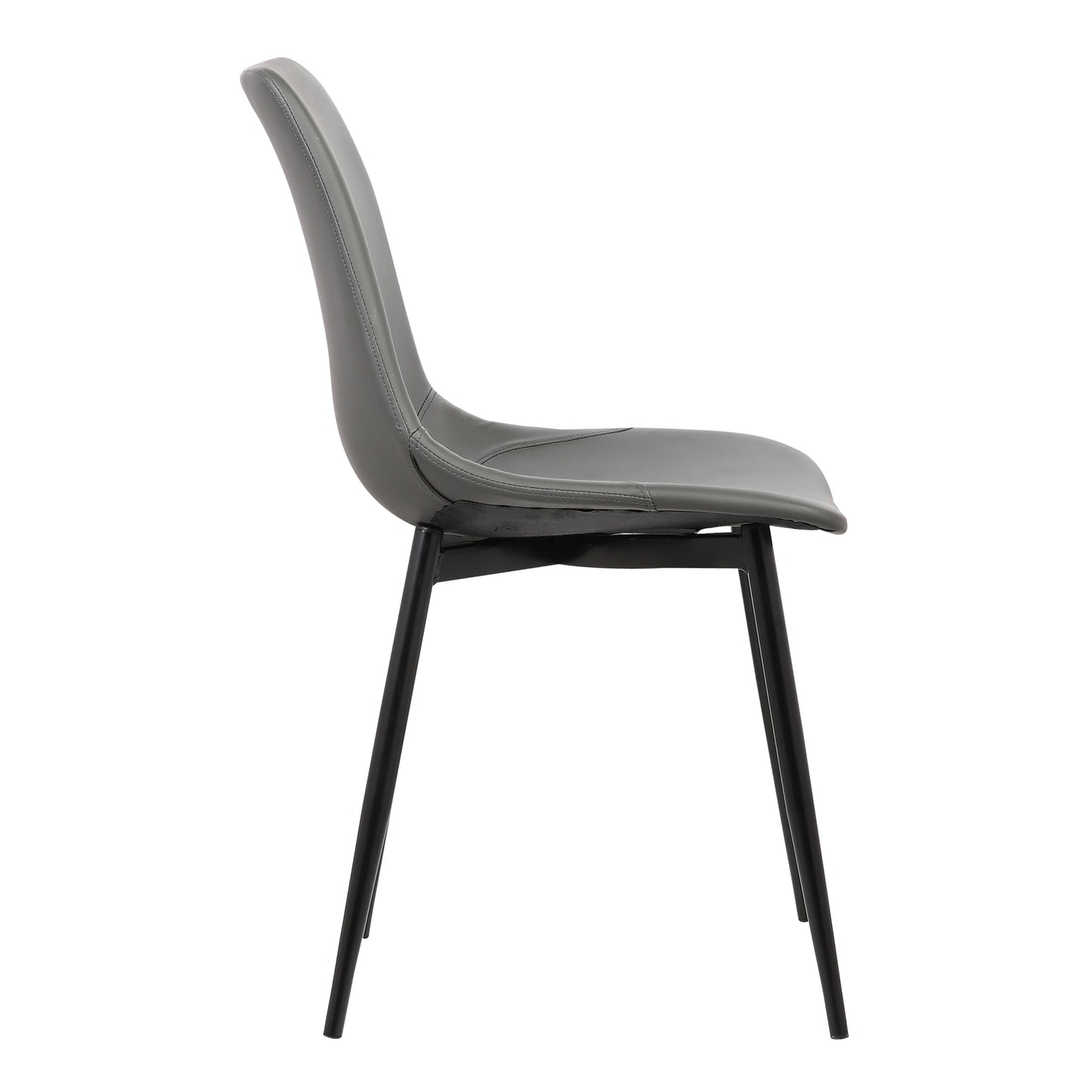 Monte Contemporary Dining Chair in Gray Faux Leather with Black Metal Legs