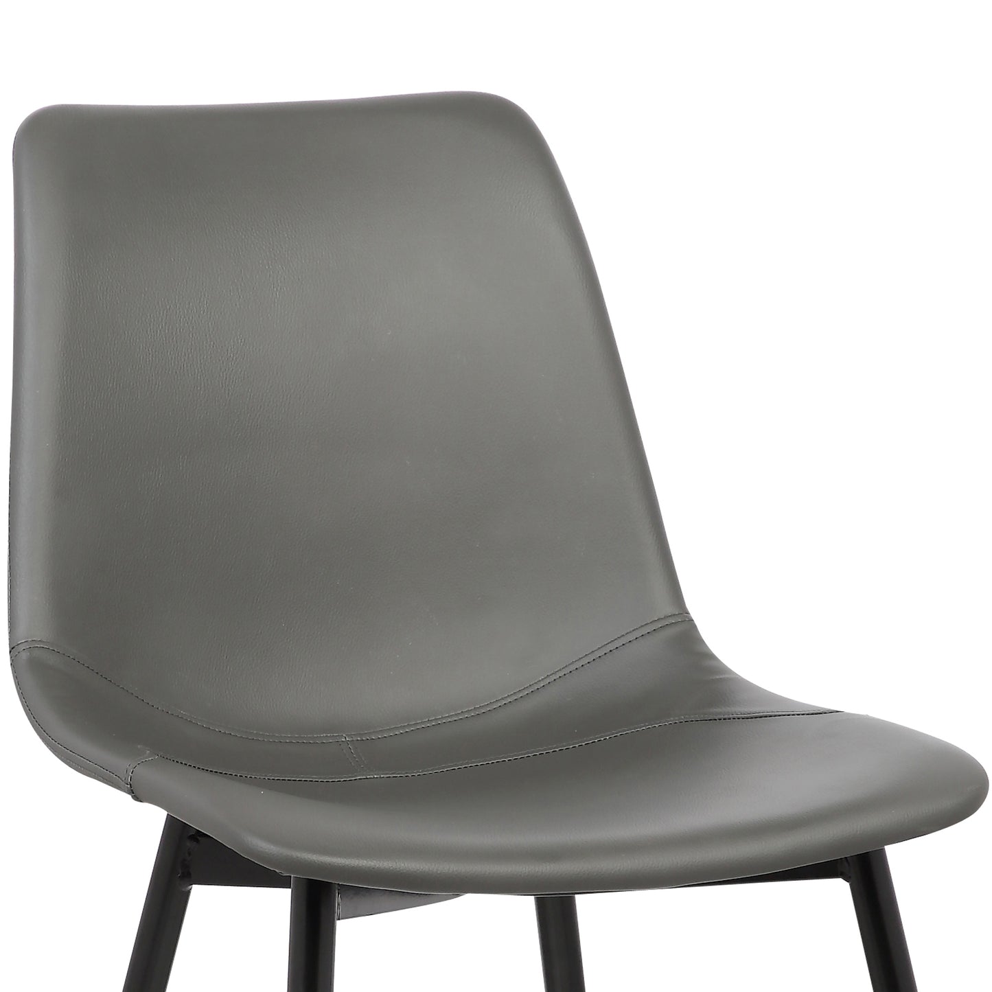 Monte Contemporary Dining Chair in Gray Faux Leather with Black Metal Legs