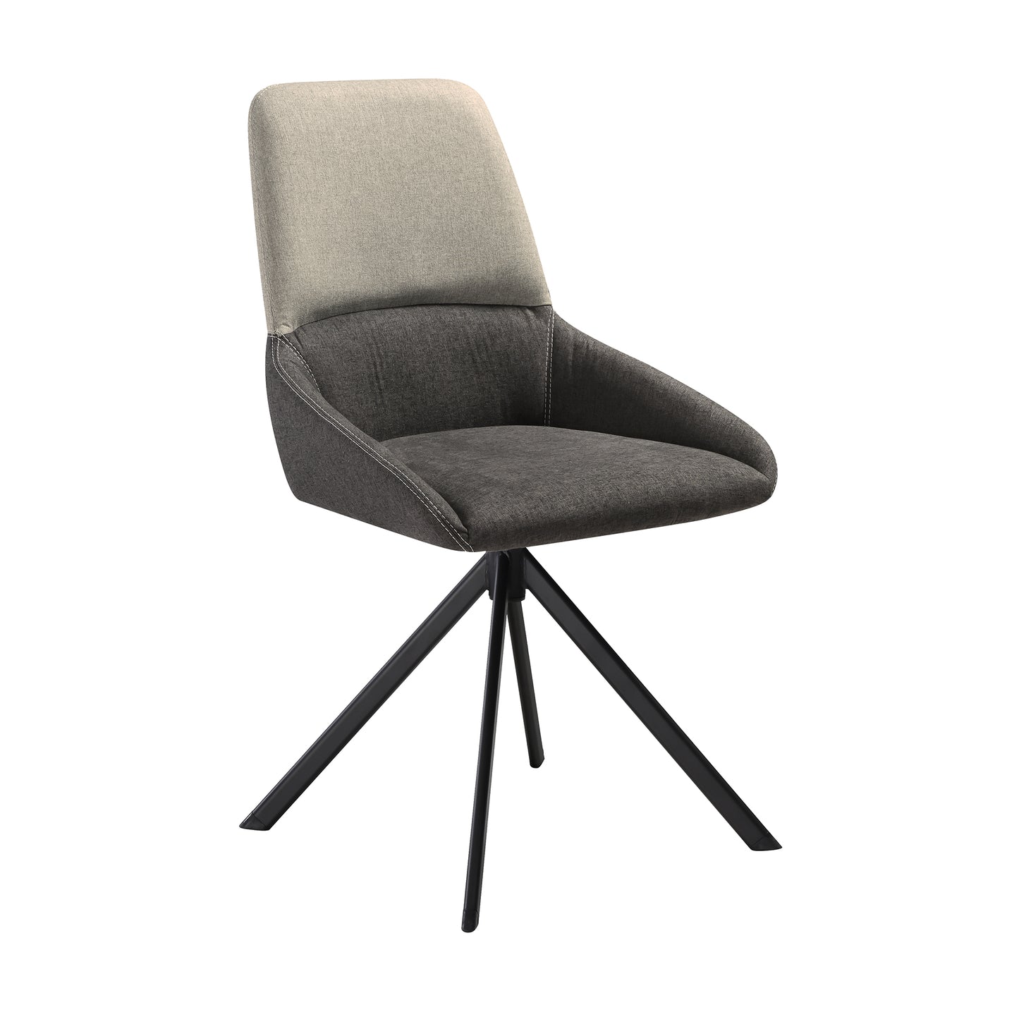 Maverick Swivel Upholstered Dining Chair in Two-Tone Fabric Gray with Black Metal Legs - Set of 2