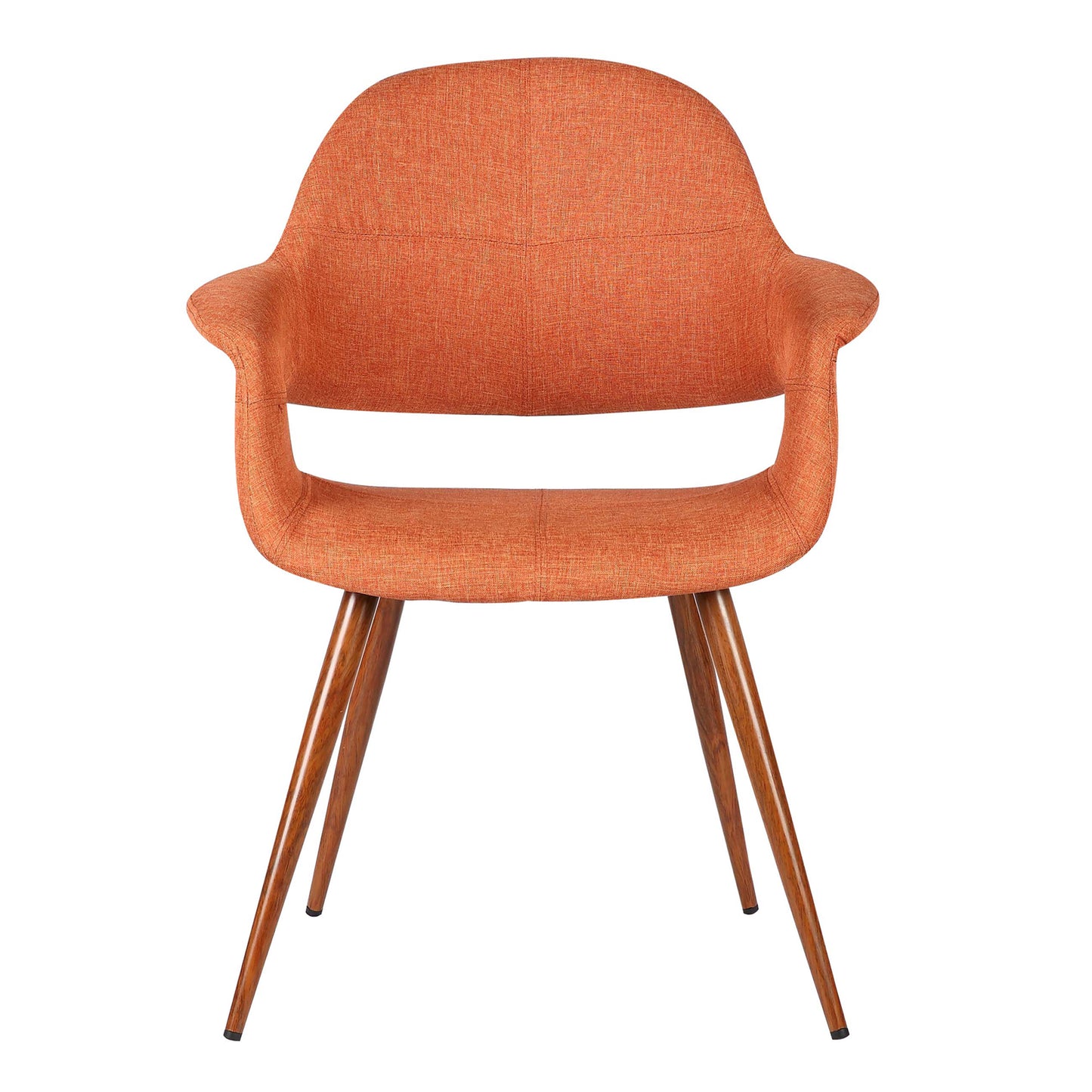 Phoebe Mid-Century Dining Chair in Walnut Finish and Orange Fabric