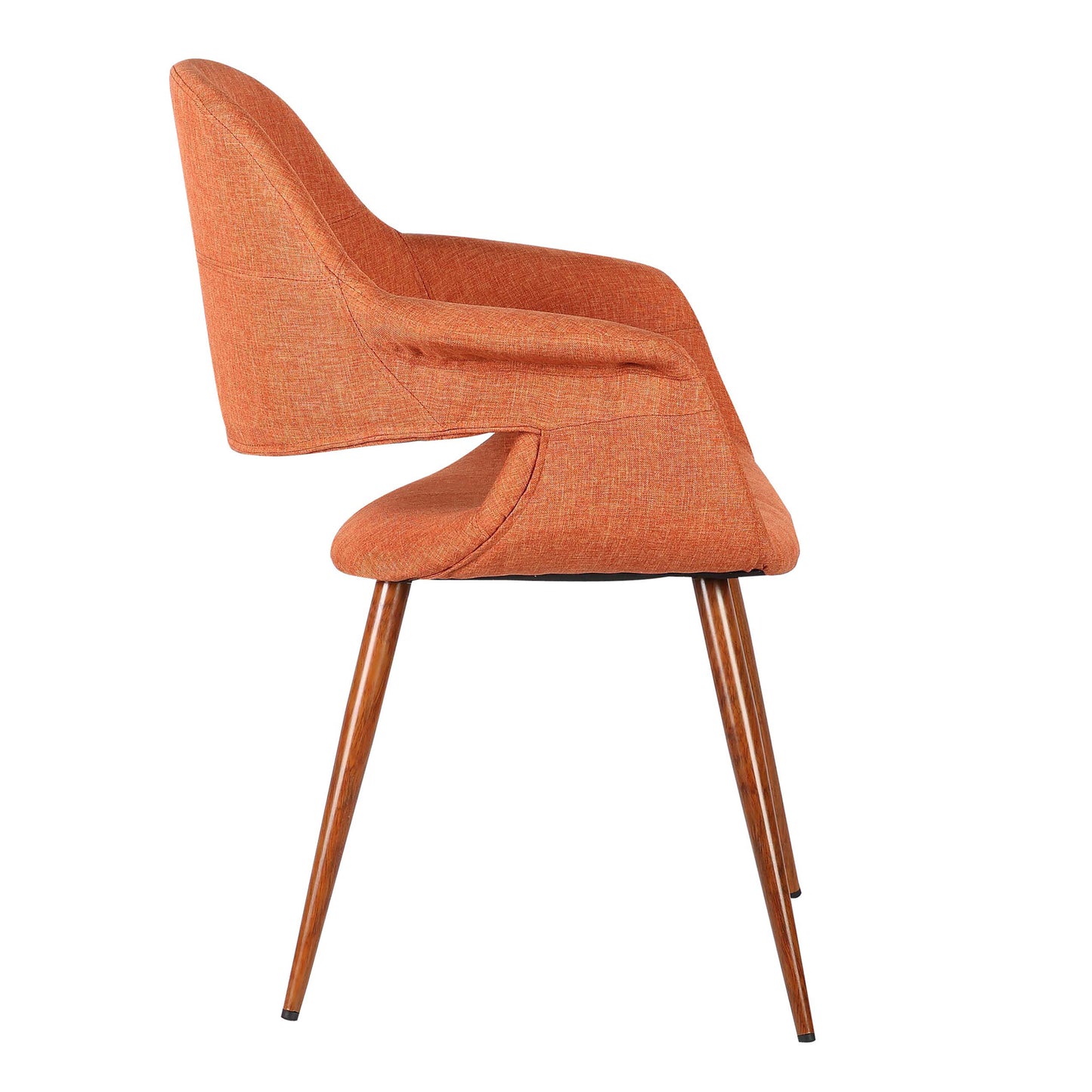 Phoebe Mid-Century Dining Chair in Walnut Finish and Orange Fabric