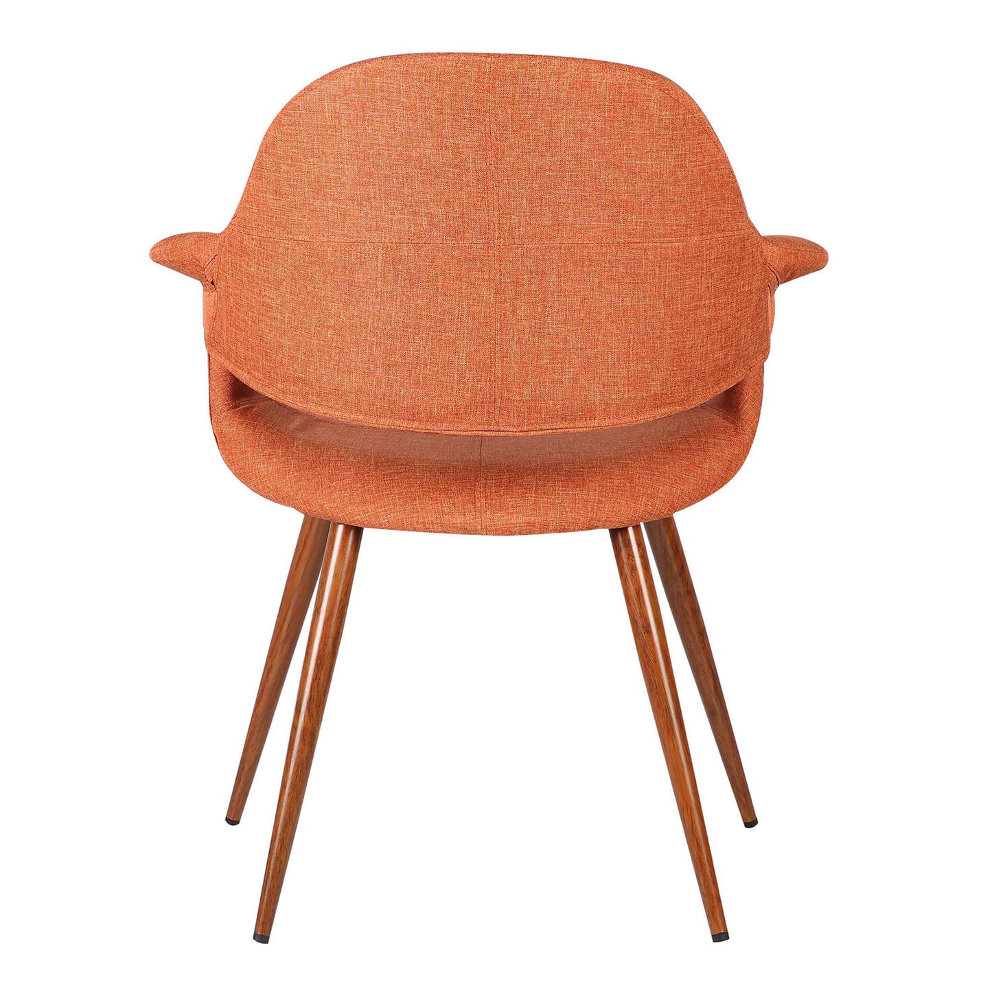 Phoebe Mid-Century Dining Chair in Walnut Finish and Orange Fabric