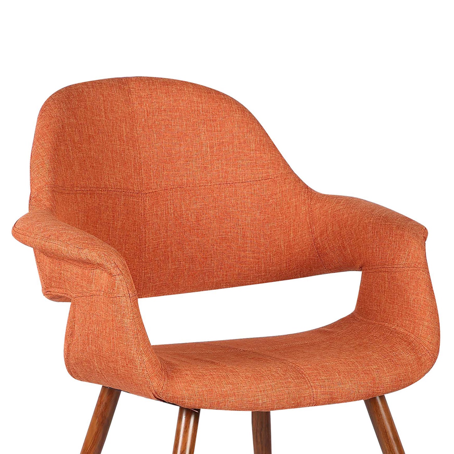 Phoebe Mid-Century Dining Chair in Walnut Finish and Orange Fabric