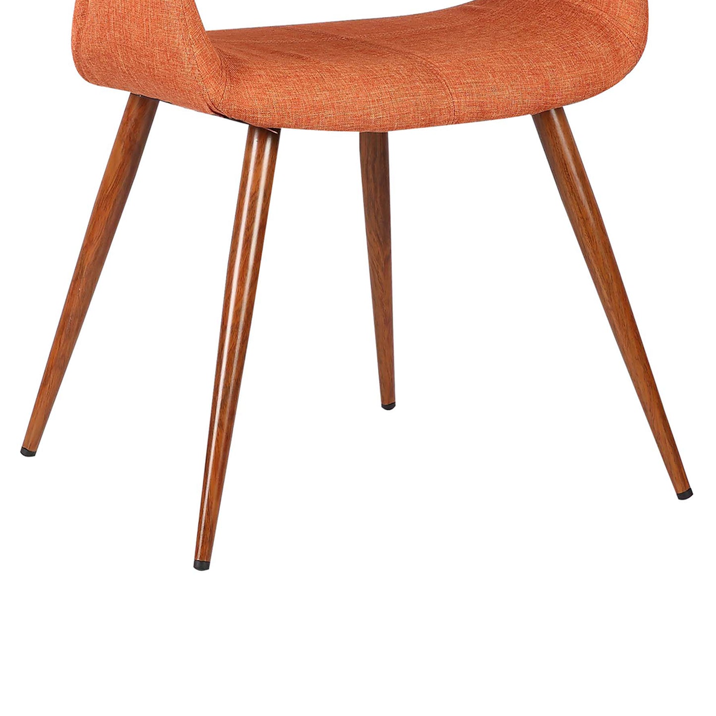 Phoebe Mid-Century Dining Chair in Walnut Finish and Orange Fabric