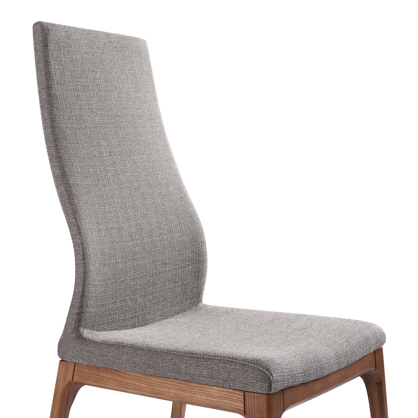 Parker Mid-Century Dining Chair in Walnut Finish and Gray Fabric - Set of 2