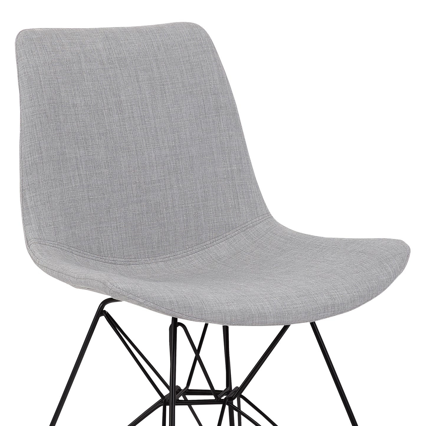 Palmetto Contemporary Dining Chair in Gray Fabric with Black Metal Legs