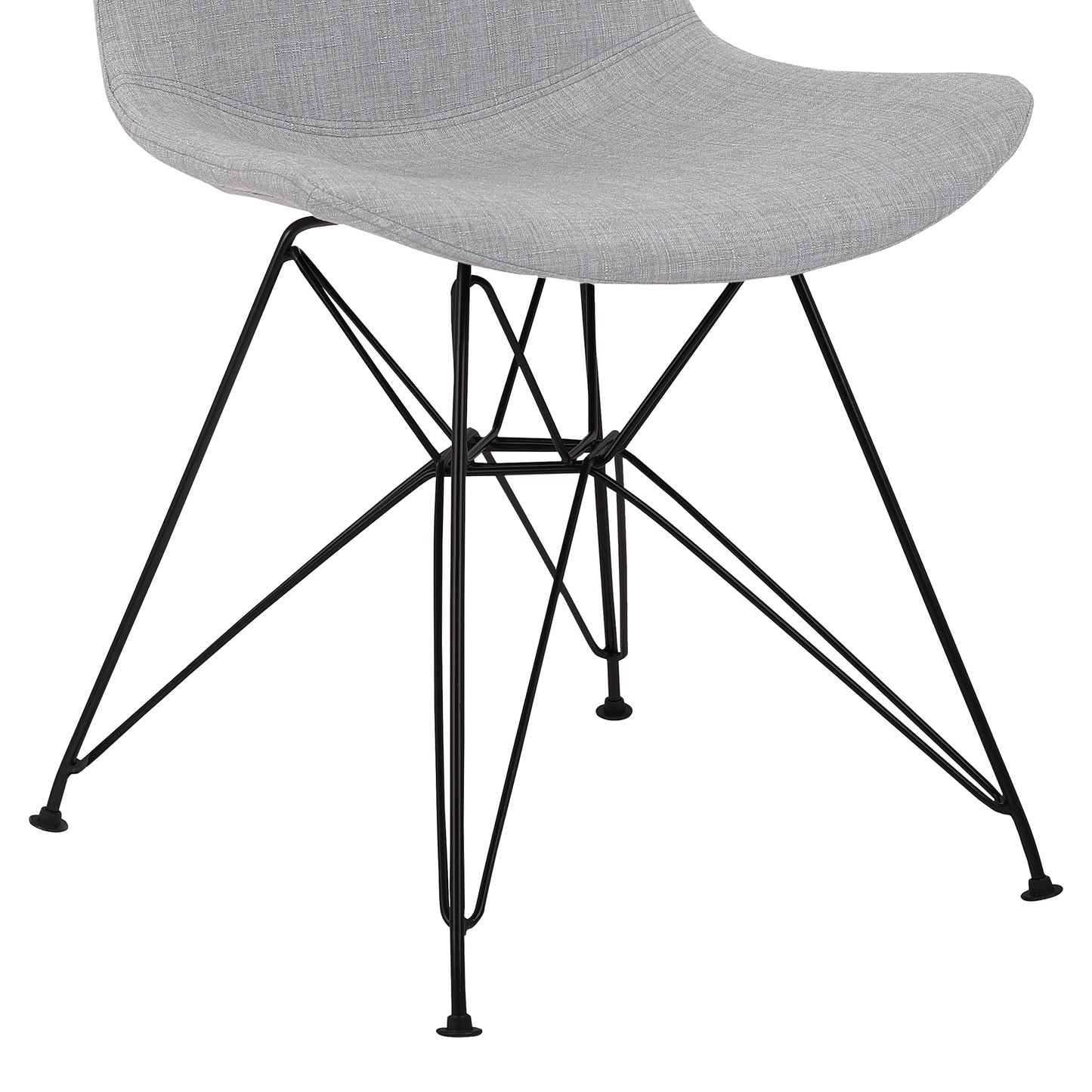 Palmetto Contemporary Dining Chair in Gray Fabric with Black Metal Legs