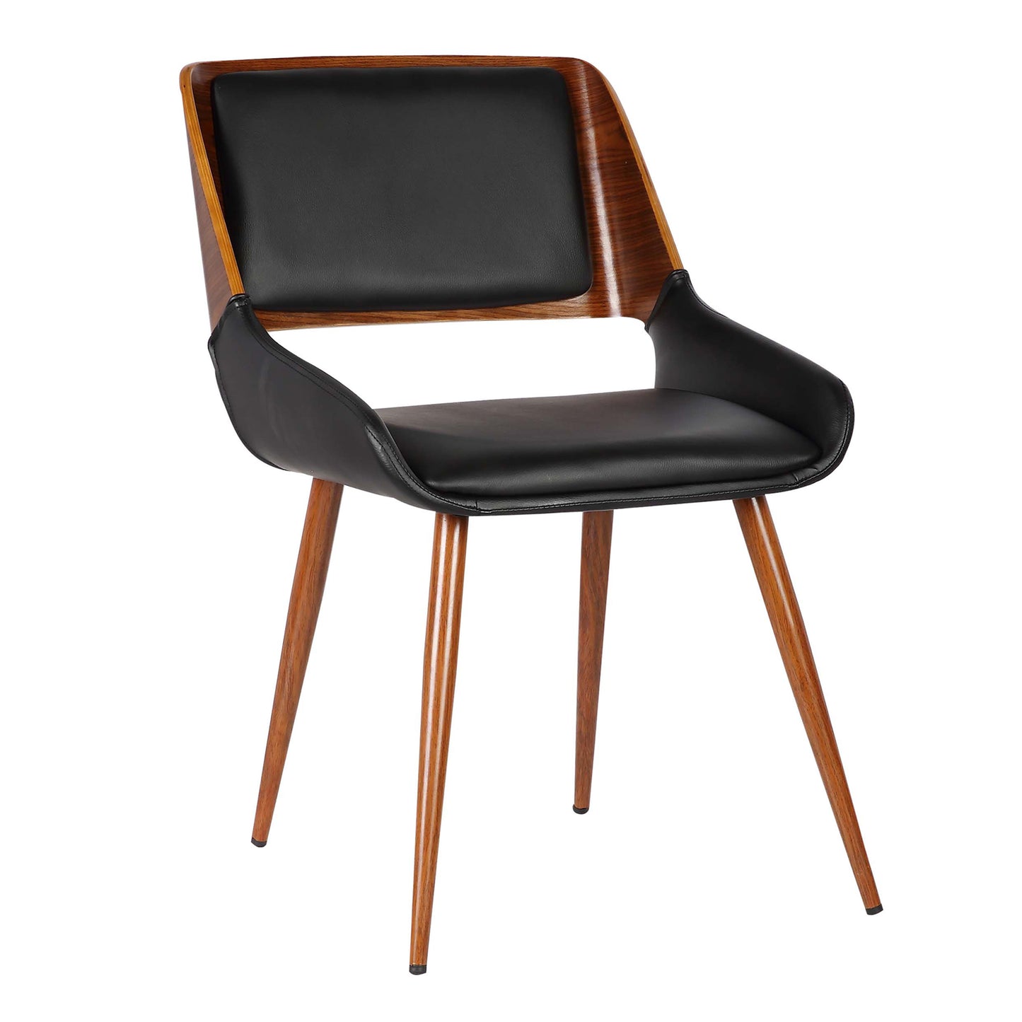 Panda Mid-Century Dining Chair in Walnut Finish with Faux Leather and Fabric Options