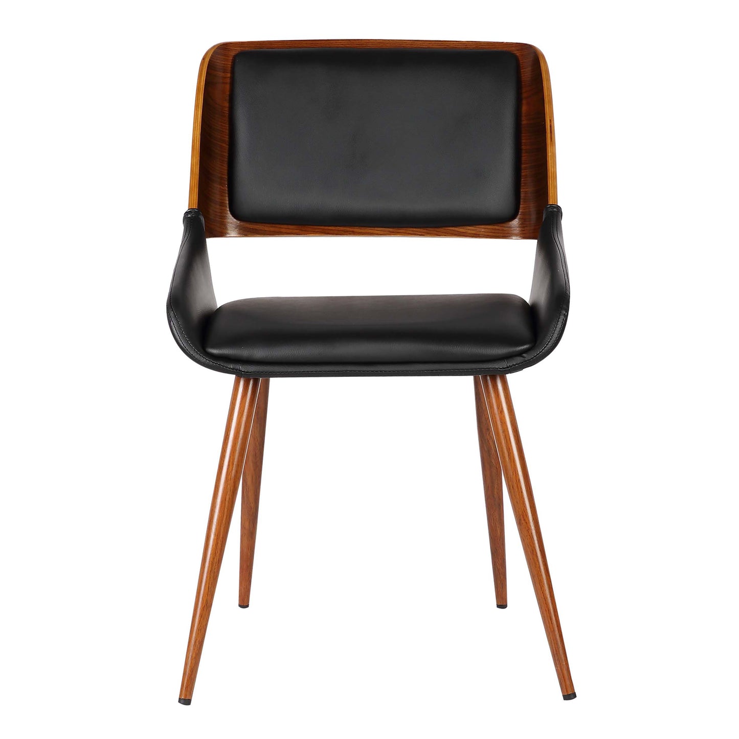 Panda Mid-Century Dining Chair in Walnut Finish with Faux Leather and Fabric Options