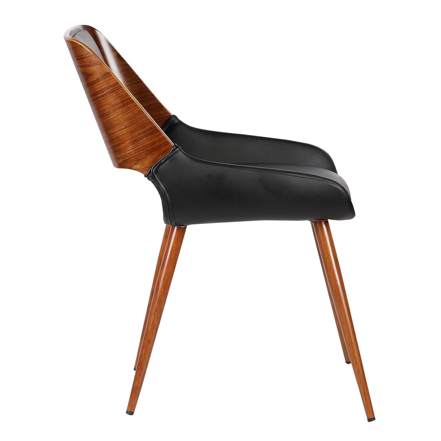 Panda Mid-Century Dining Chair in Walnut Finish with Faux Leather and Fabric Options