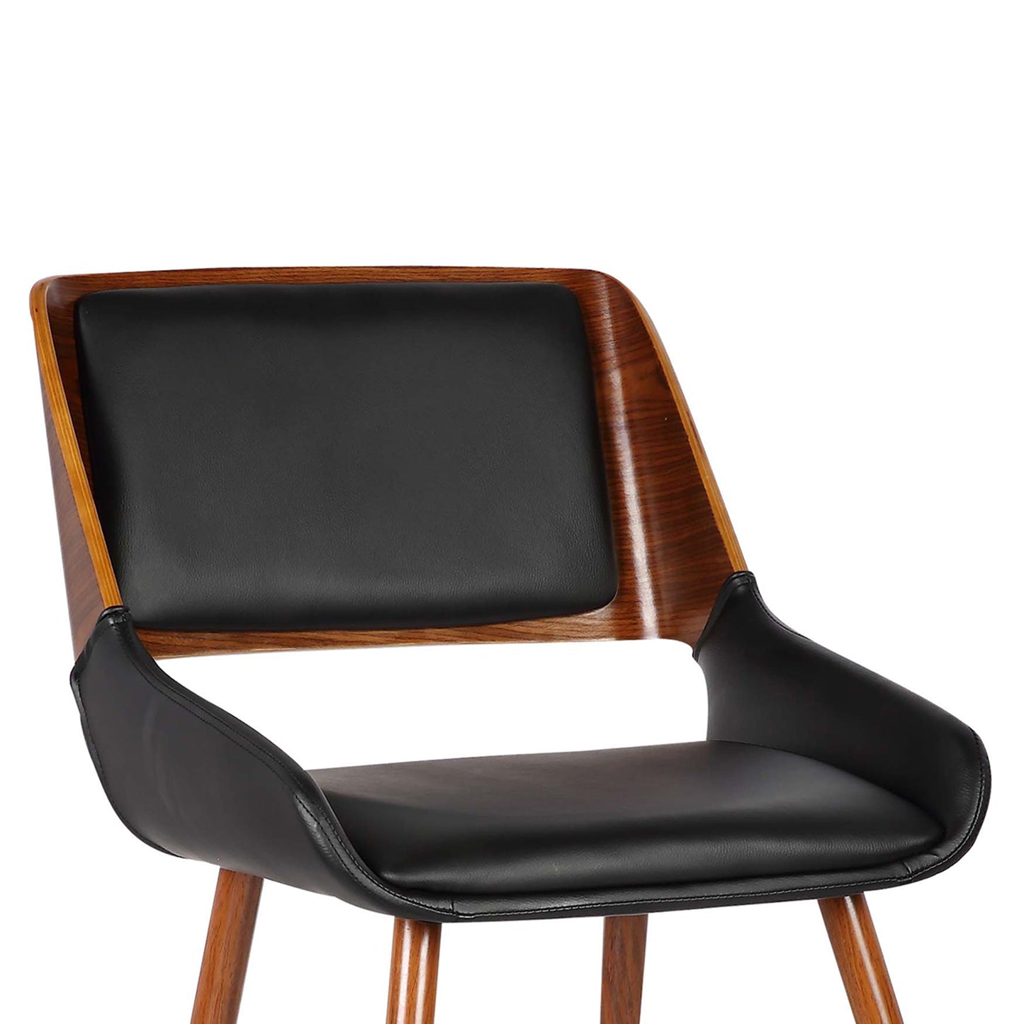 Panda Mid-Century Dining Chair in Walnut Finish with Faux Leather and Fabric Options