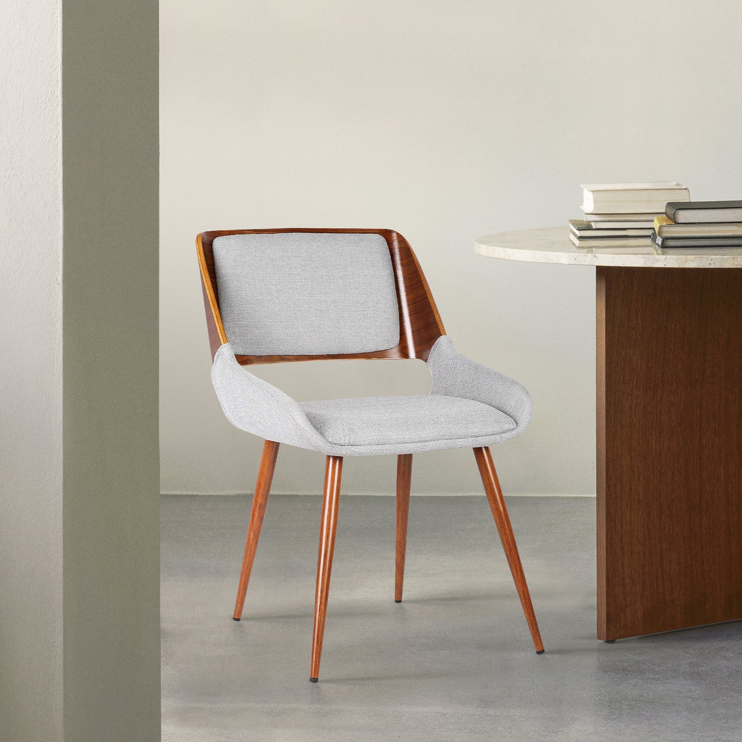 Panda Mid-Century Dining Chair in Walnut Finish with Faux Leather and Fabric Options