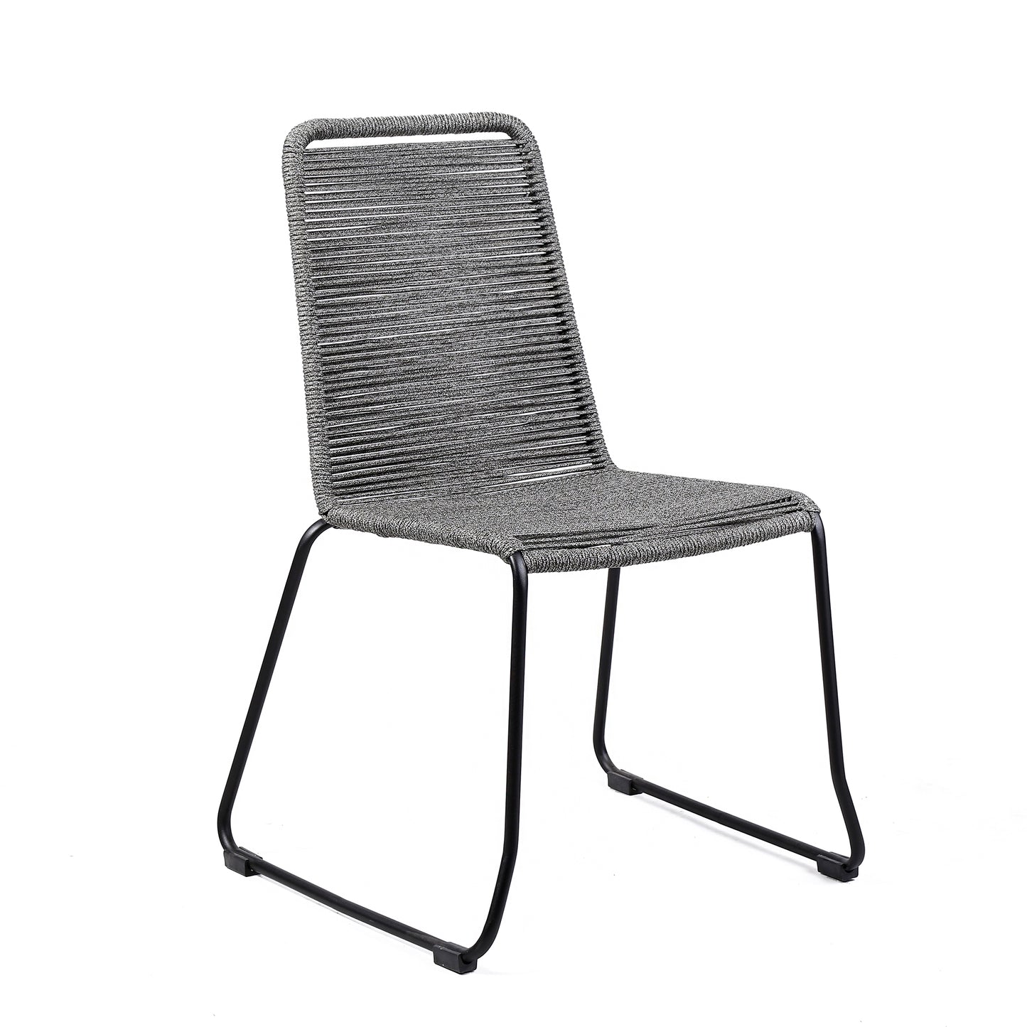 Shasta Outdoor Metal and Gray Rope Stackable Dining Chair - Set of 2